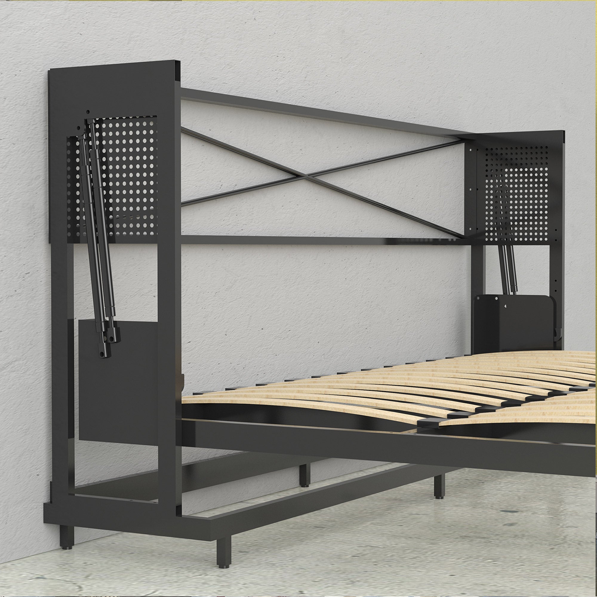 Melbourne Full Wall Bed with Desk Combo - Walnut