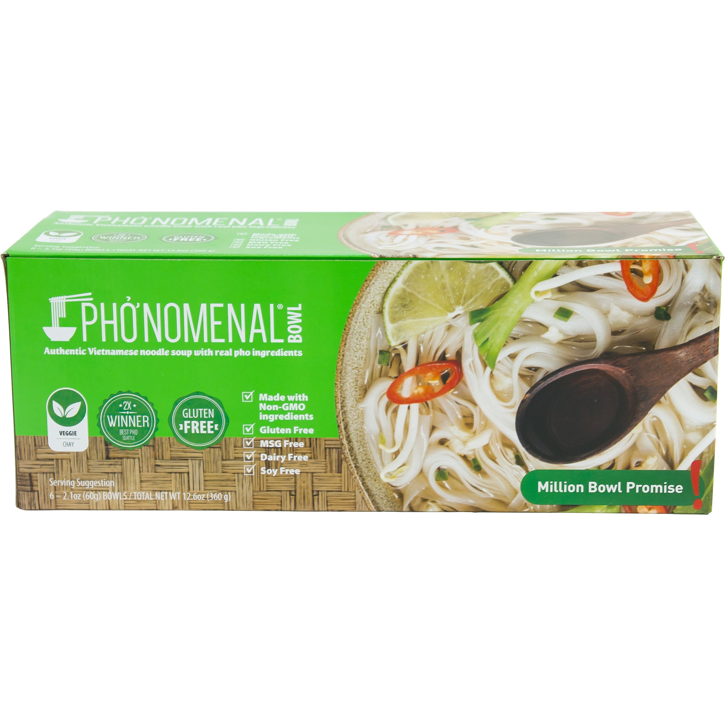 Pho'nomenal Vietnamese Noodle Soup Bowl, Veggie, 2.1 oz, 6-count
