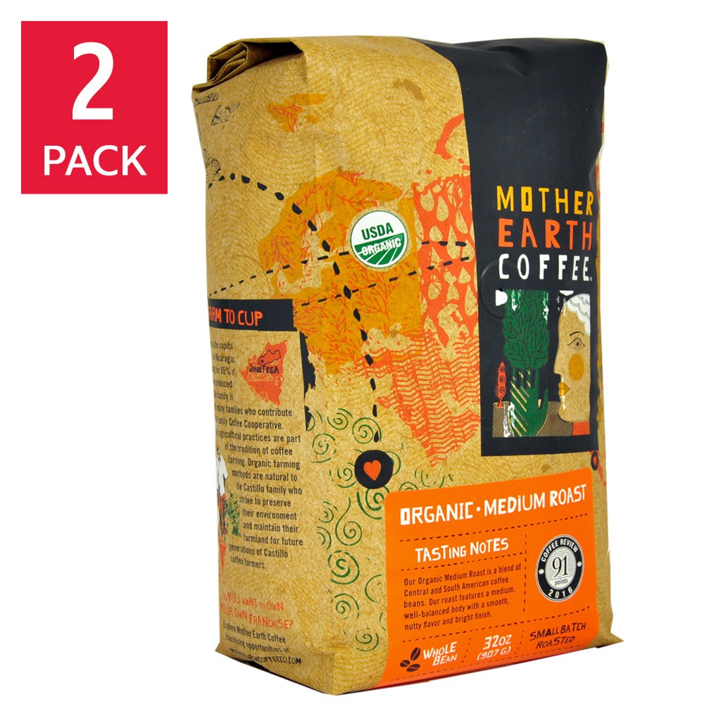 Mother Earth Organic Medium Roast Coffee 2 lb, 2-pack