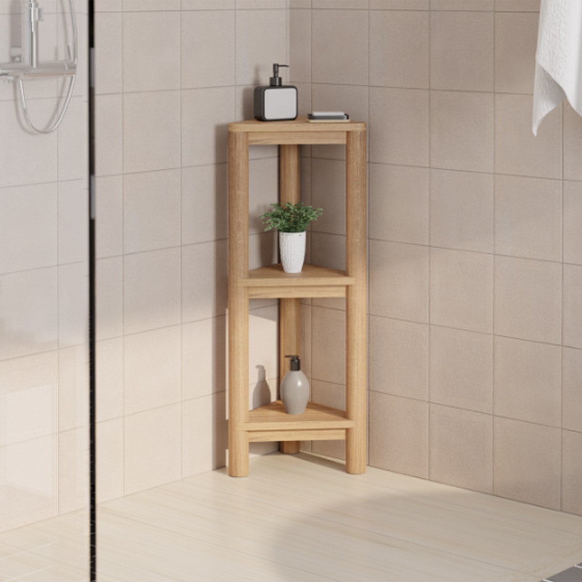 loveTEAK 3-tier Corner Shelf