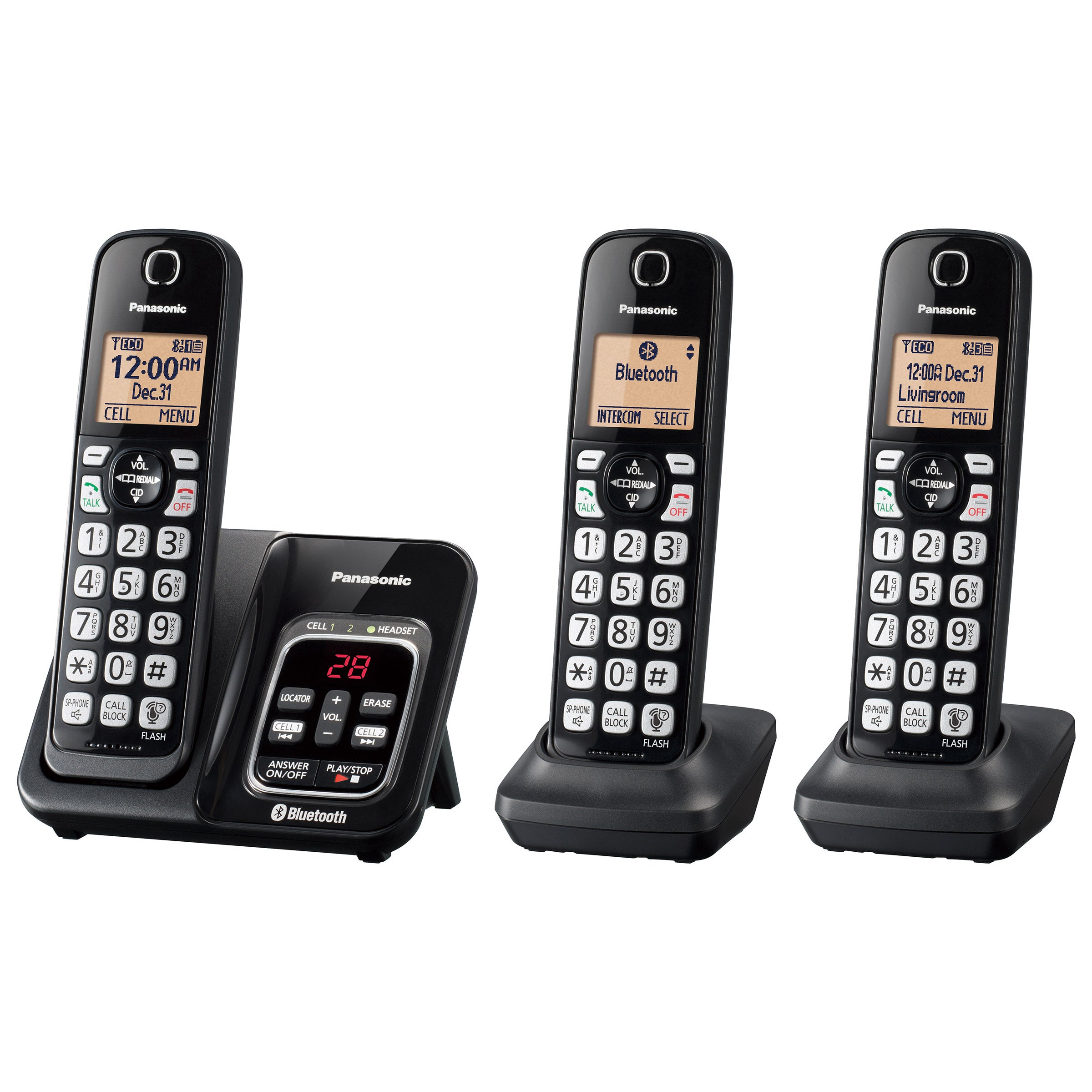 Panasonic KX-TG833 DECT 6.0 Bluetooth 3-Handset Phone Bundle