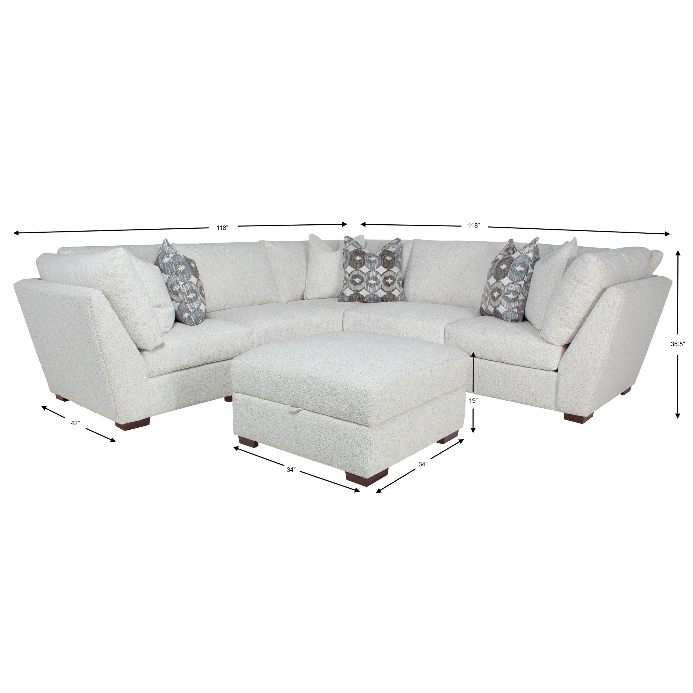 Dulaney Modular Down-Feather Blend 6-piece Sectional with Storage Ottoman