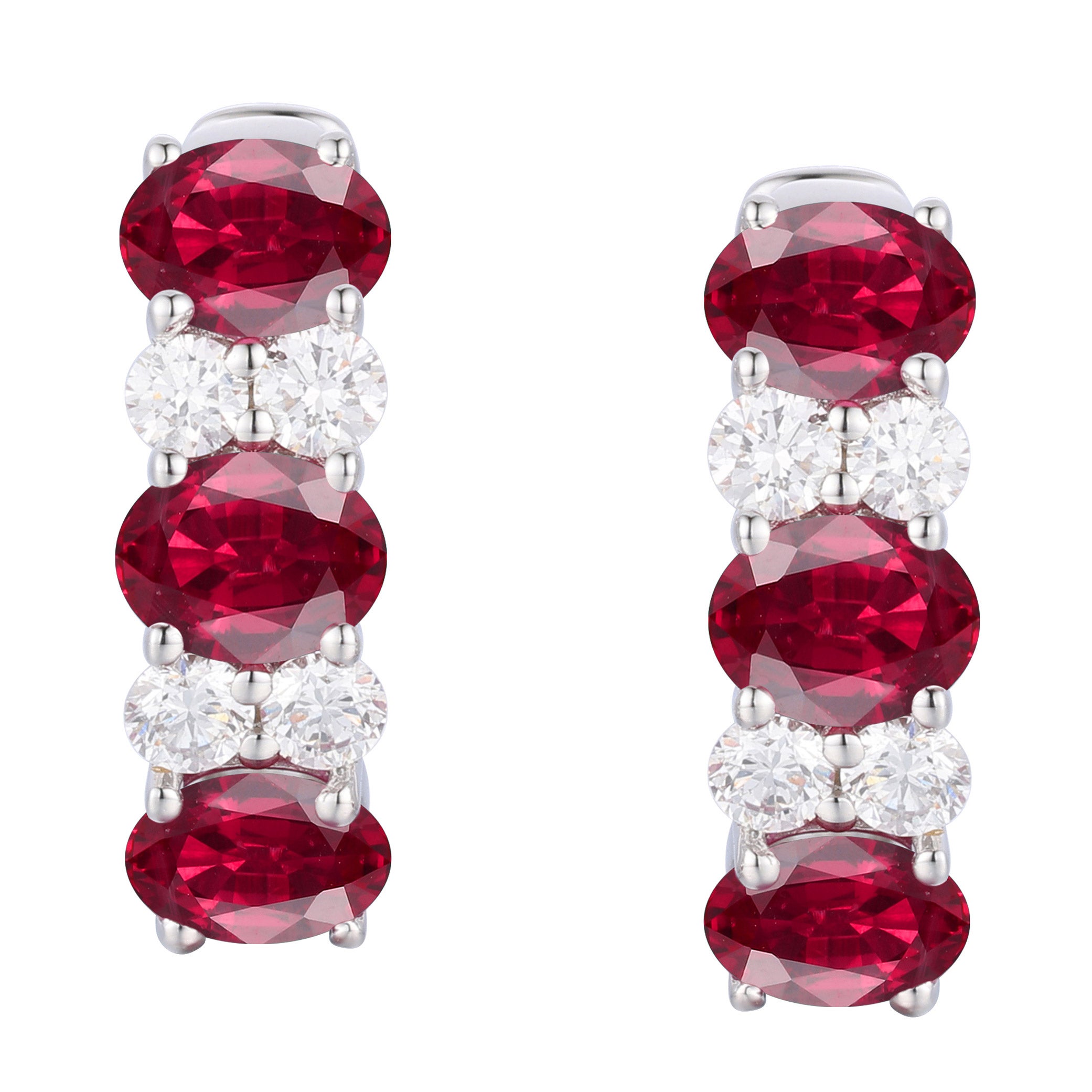 Ruby and Diamond 14kt White Gold Earrings
