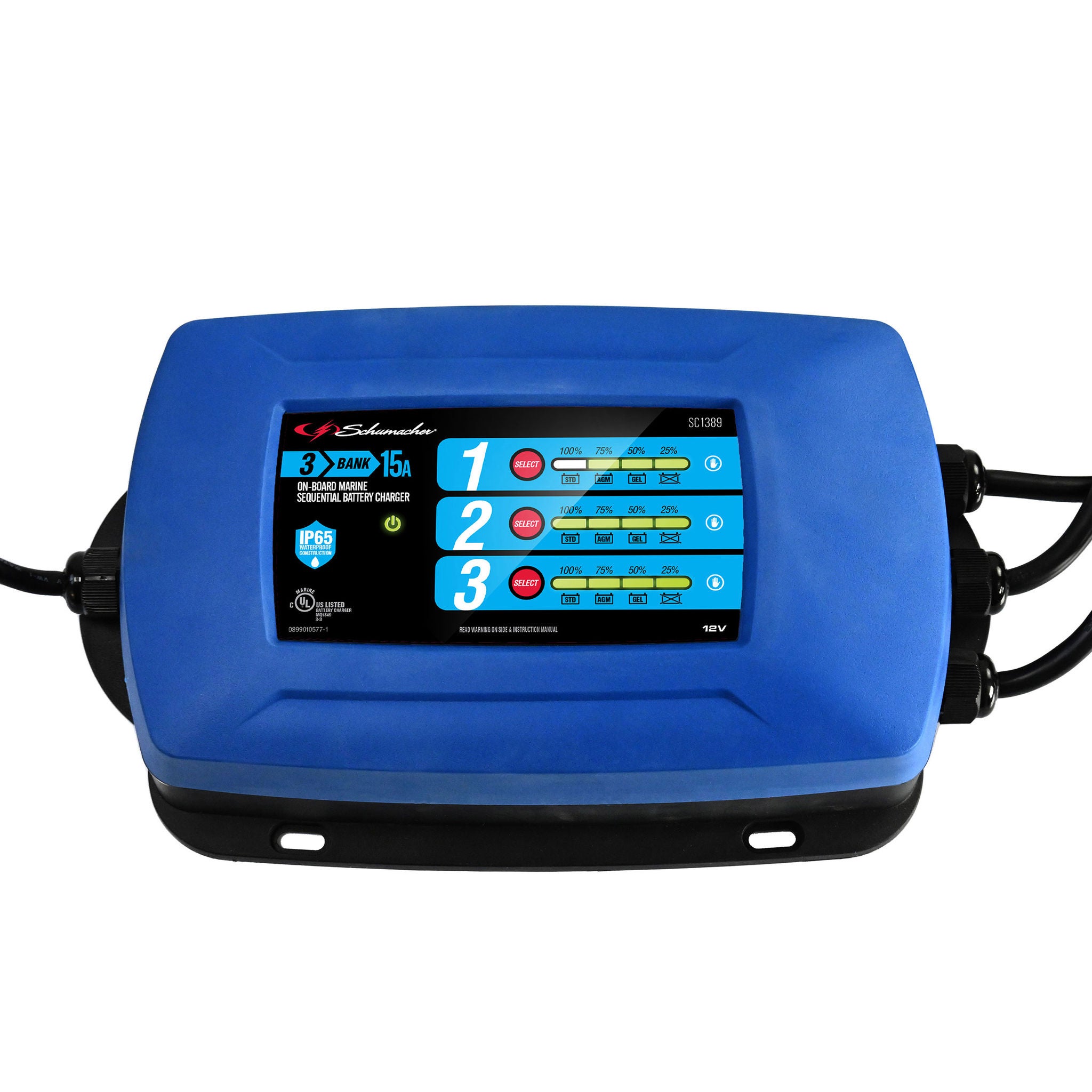 Schumacher Electric Ship ‘n Shore 15A Three-bank Marine Battery Charger