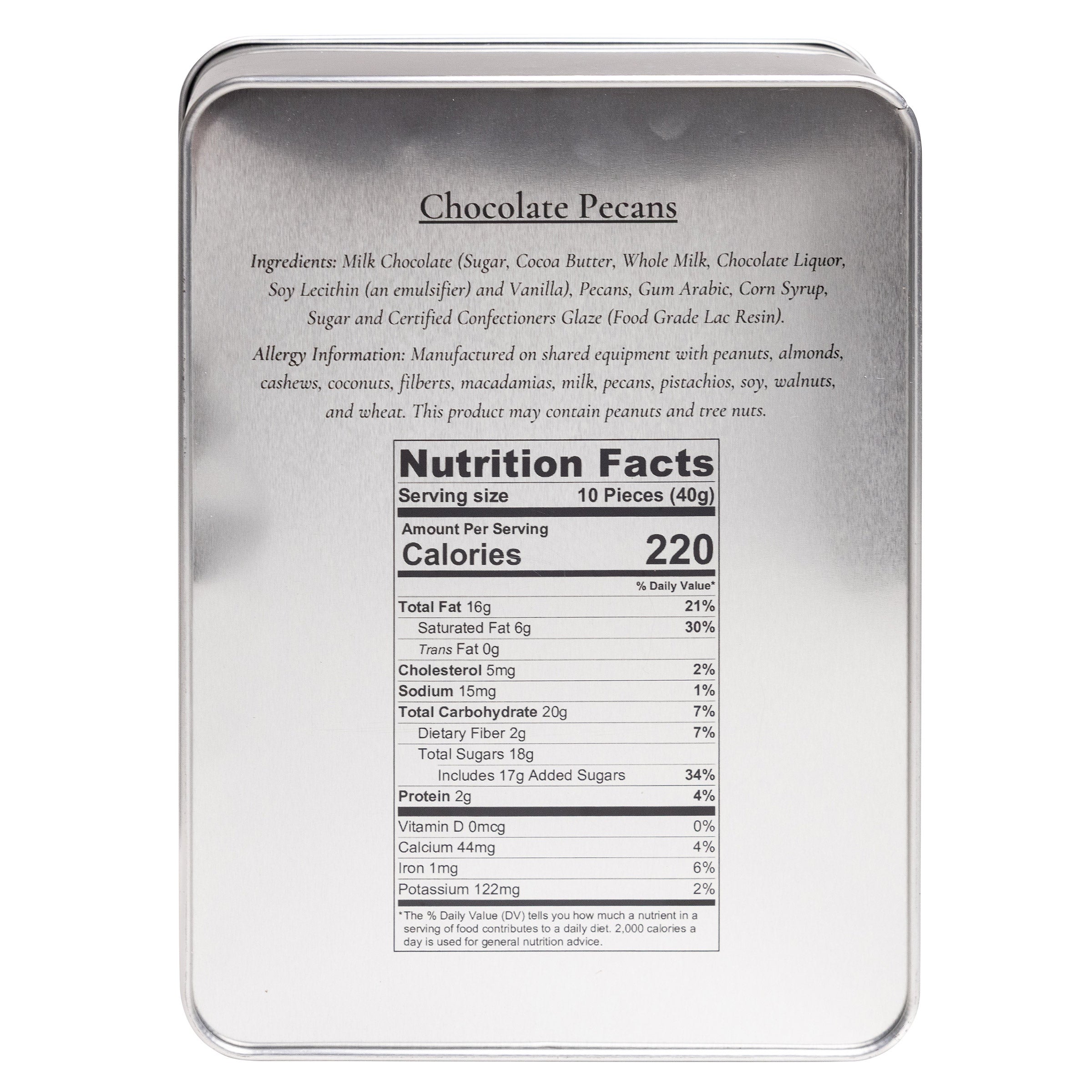Heaton Pecans Large Square Milk Chocolate Covered Pecan Tin, 3.75 lb.