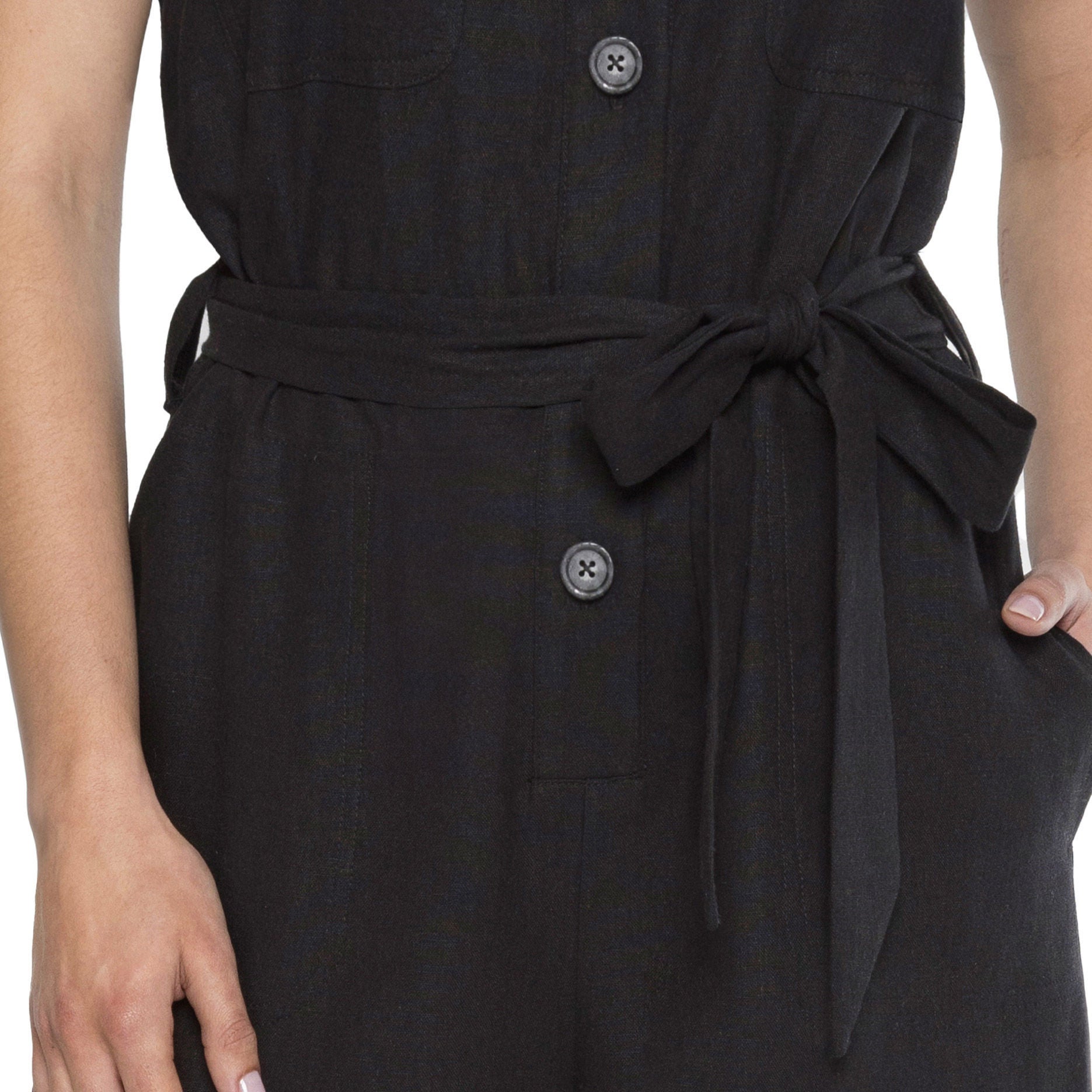 Matty M Ladies' Linen Blend Button Front Romper