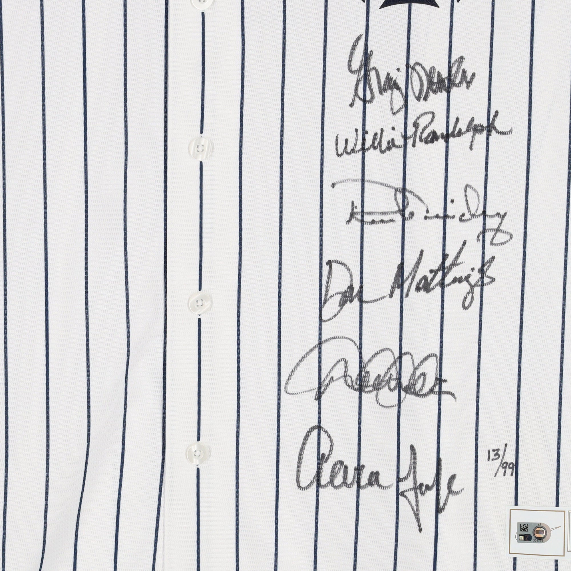 New York Yankees Captains Autographed White Nike Replica Jersey with 6 Signatures