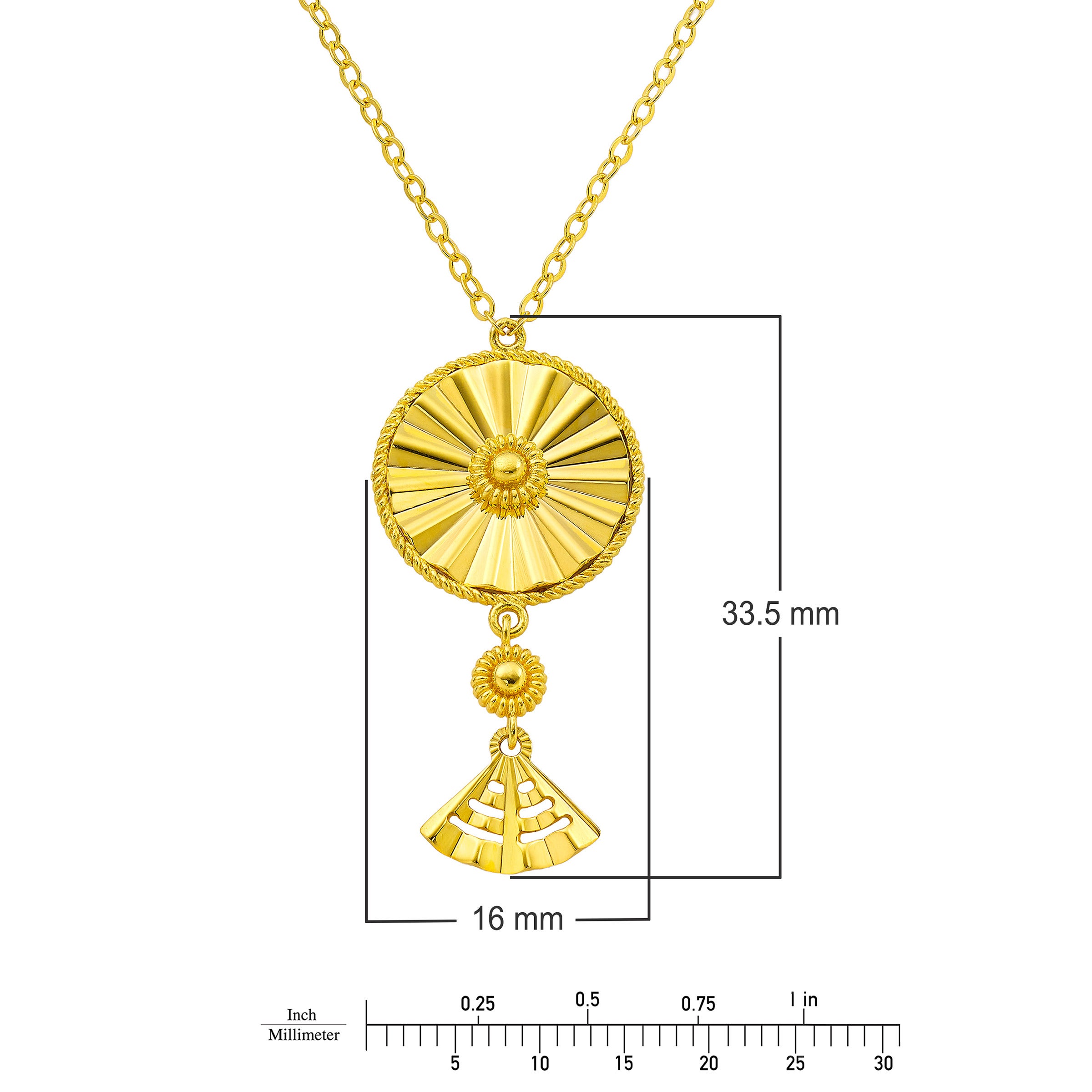 22kt Yellow Gold Fluted Circle Pendant