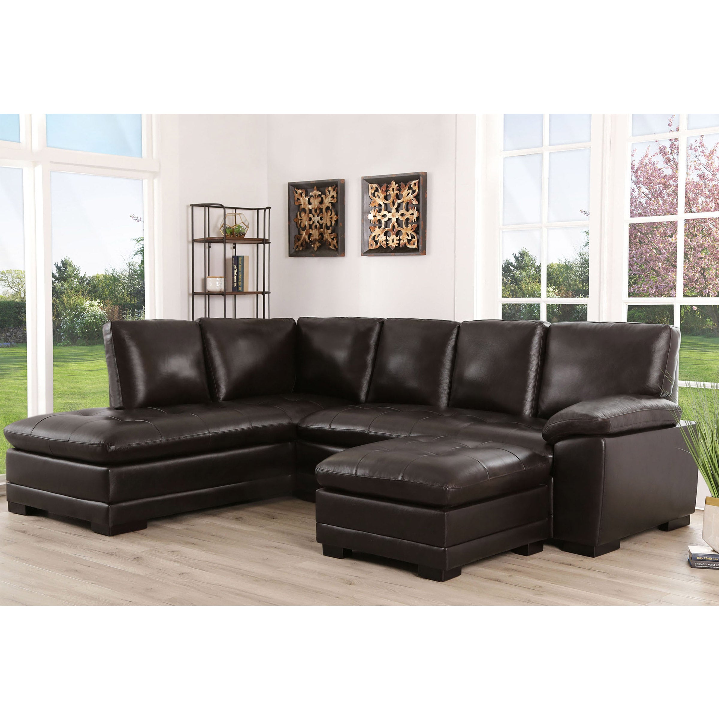 Markham Leather Sectional with Ottoman
