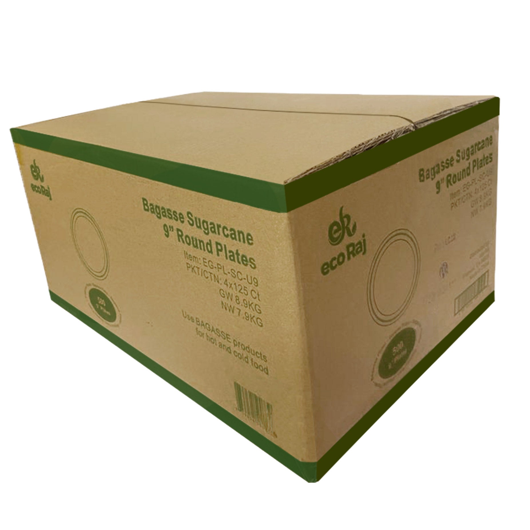Eco Raj 9-inch Compostable Bagasse Plate, 500-count