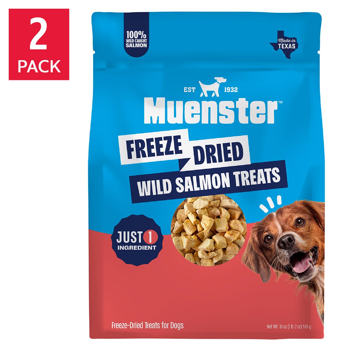 Muenster Freeze Dried Salmon Dog Treats, 18 oz, 2-pack