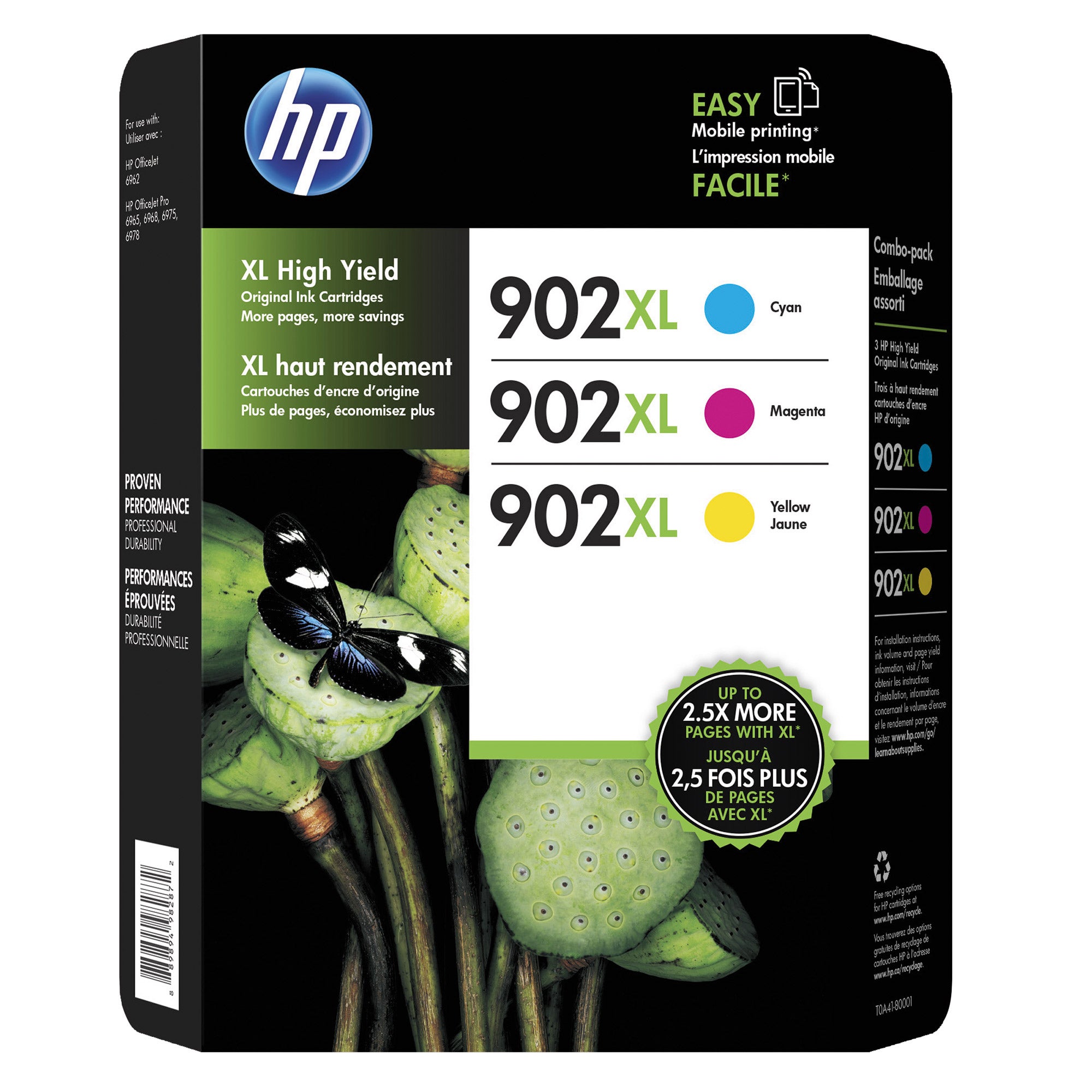 HP 902XL High Yield Ink Cartridge, Tri-Color Pack