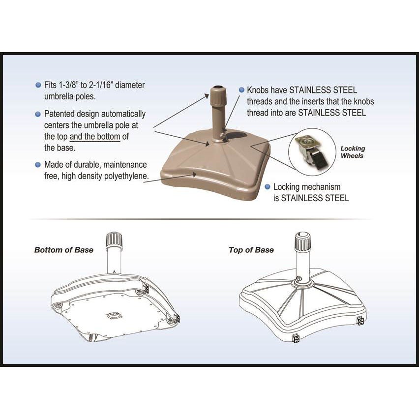 ShadeMobile Rolling Umbrella Base with Table