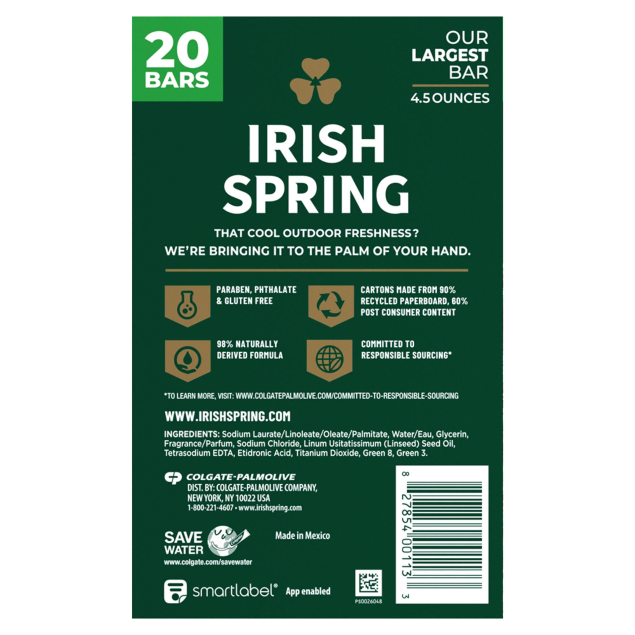 Irish Spring Bar Soap, 4.5 oz, 20-count