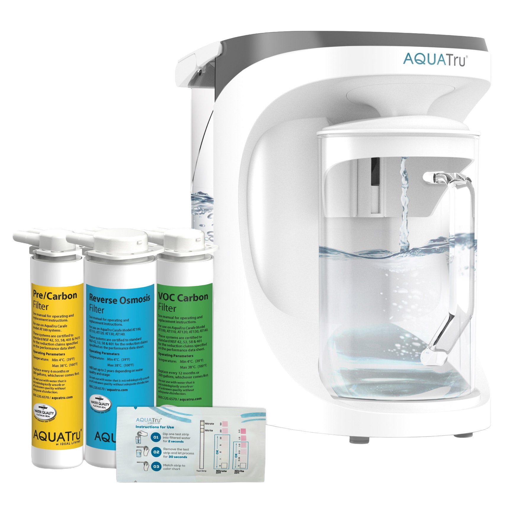 AquaTru 64 oz. Glass Carafe Countertop Reverse Osmosis Water Purification System