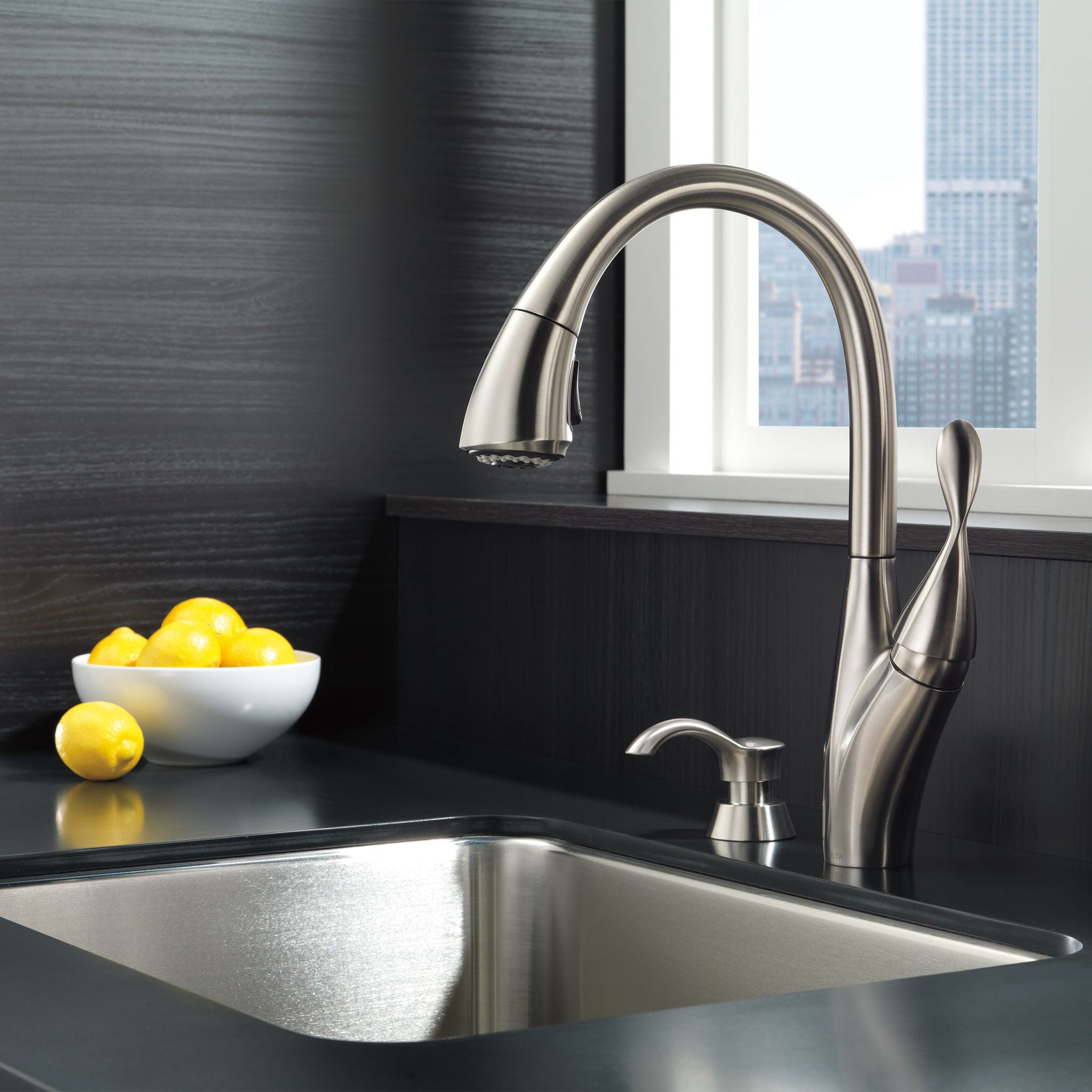 Delta Berkley Pulldown Kitchen Faucet and Soap Dispenser
