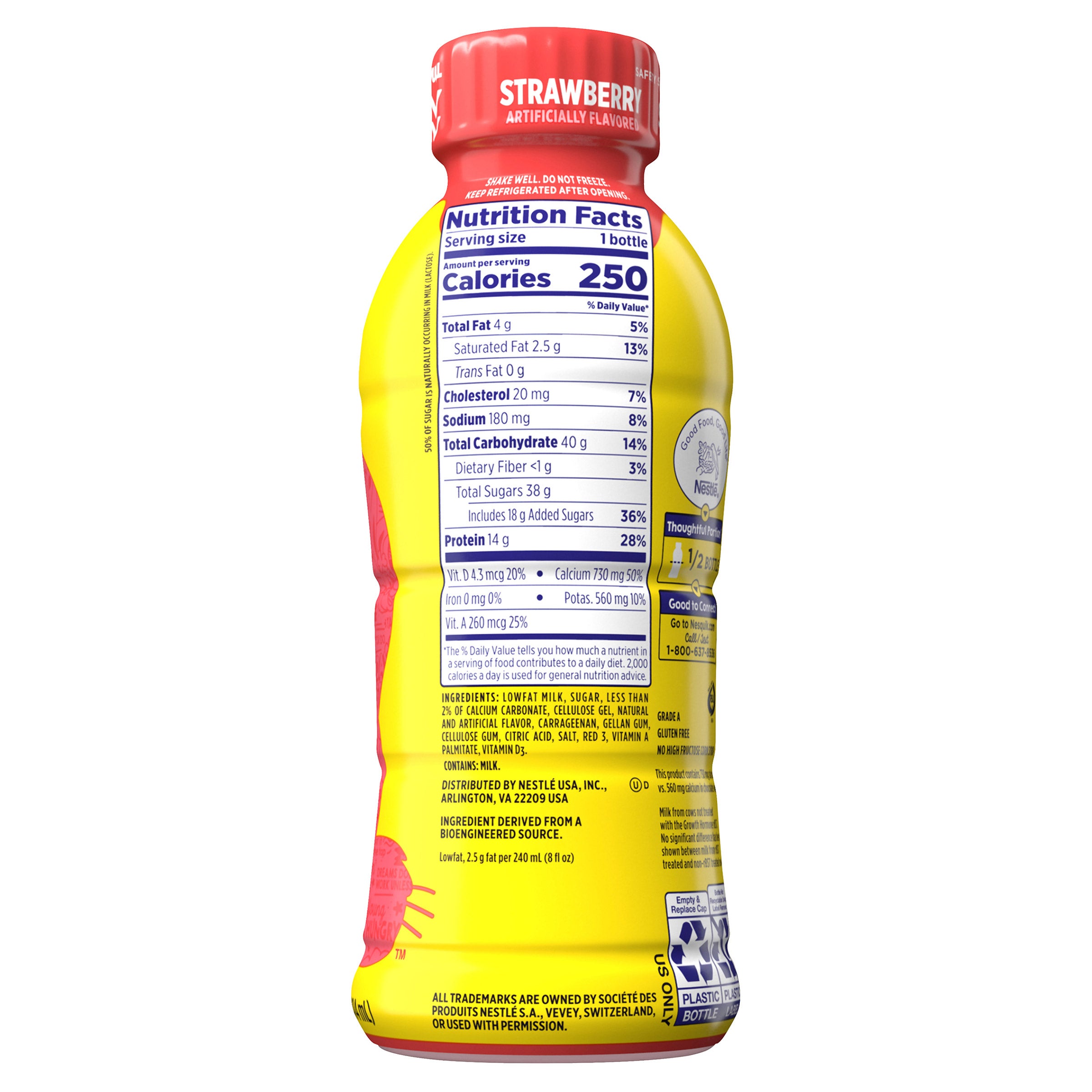 Nestle Nesquik Low Fat Milk, Strawberry, 14 oz, 12-Count