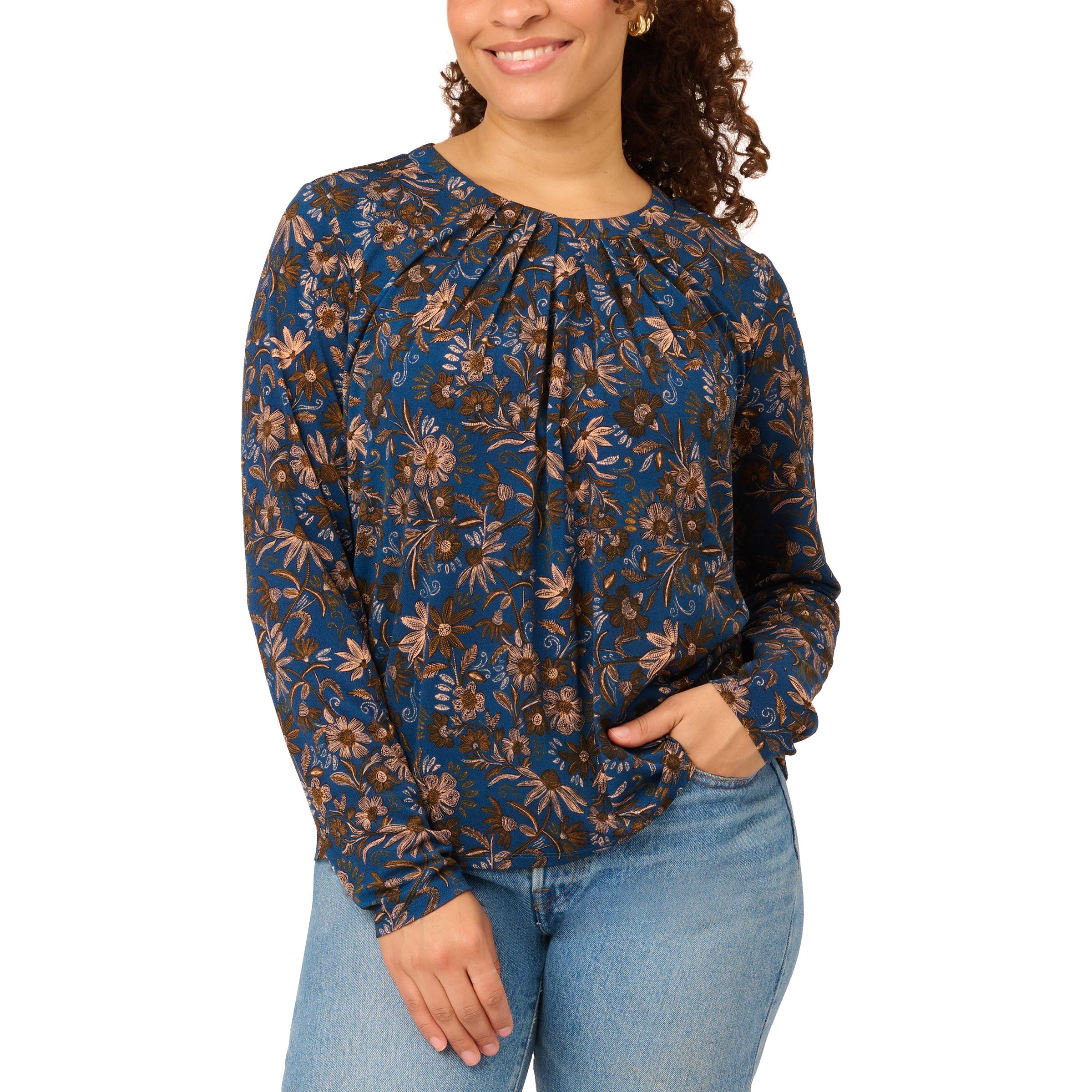 Adrianna Papell Women's Long Sleeve Crepe Top