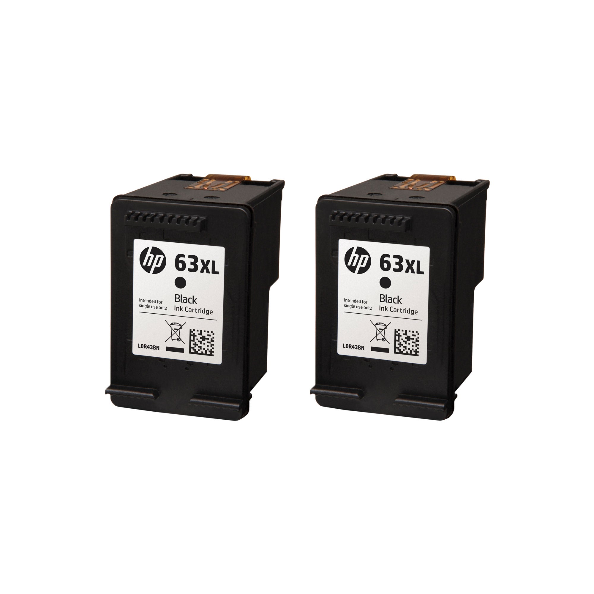 HP 63XL High Yield Ink Cartridge, Black, 2-Count