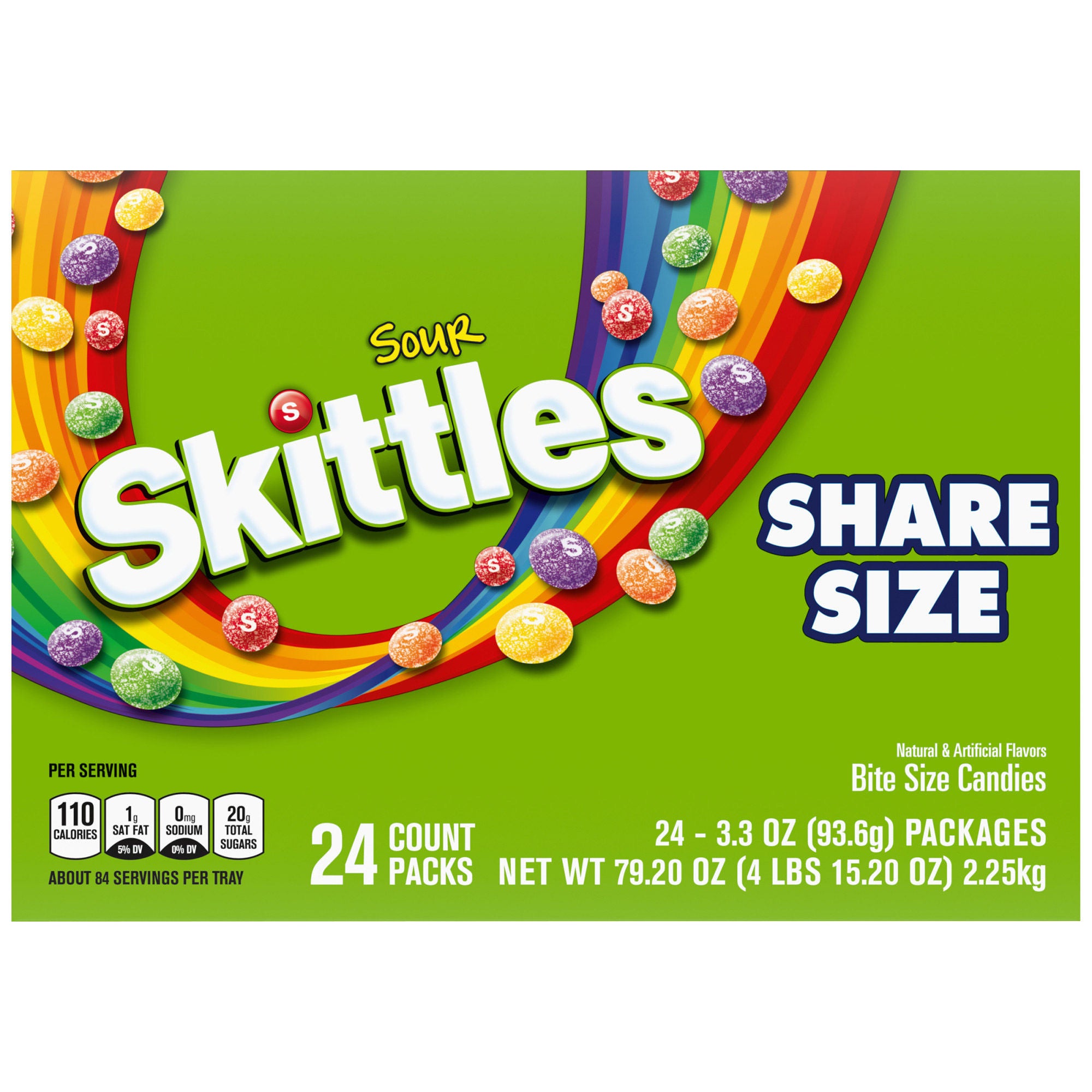 Skittles Bite Size Candies, Sour, Share Size, 3.3 Oz, 24-Count