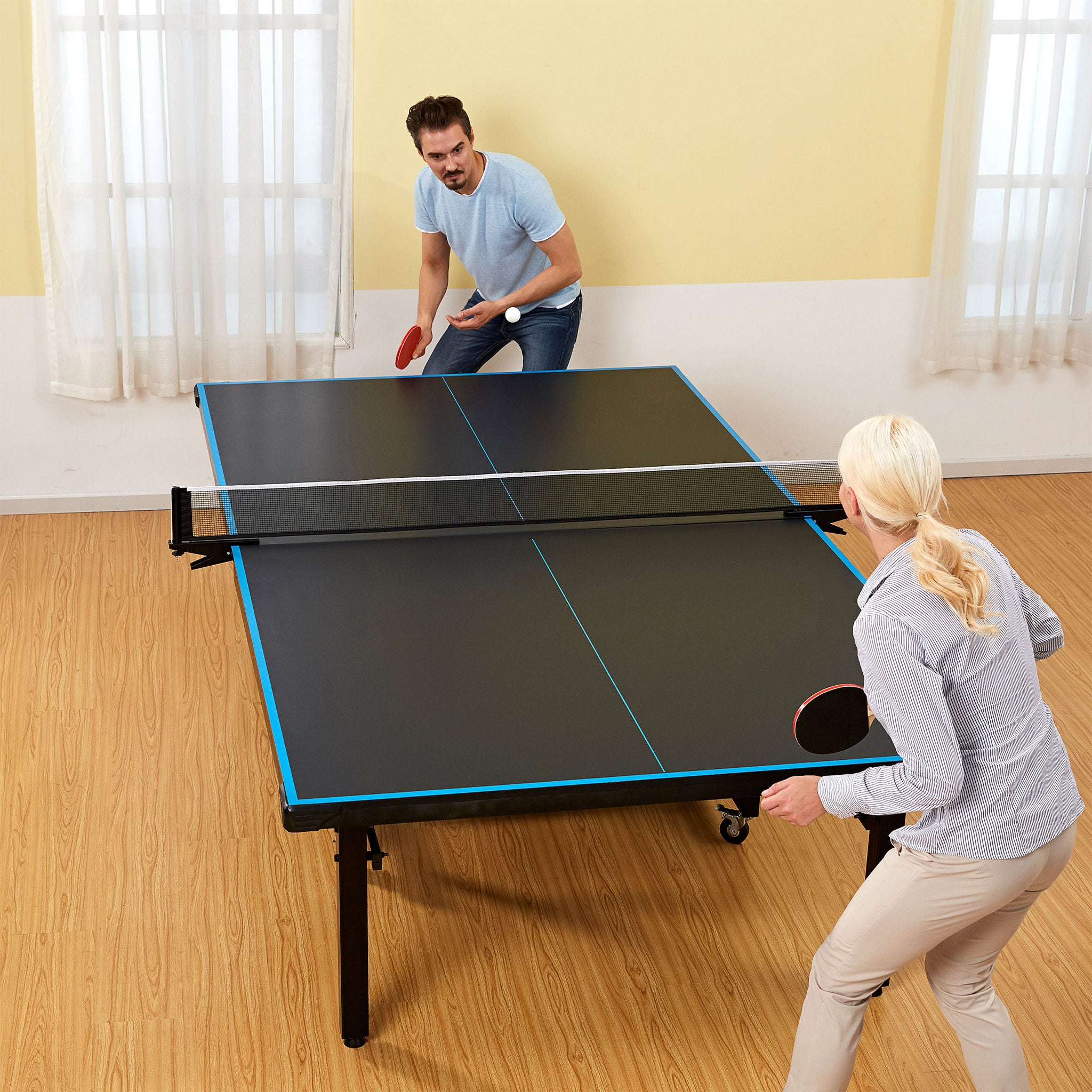 MD Sports Official Size 2-piece Table Tennis Table with Table Cover