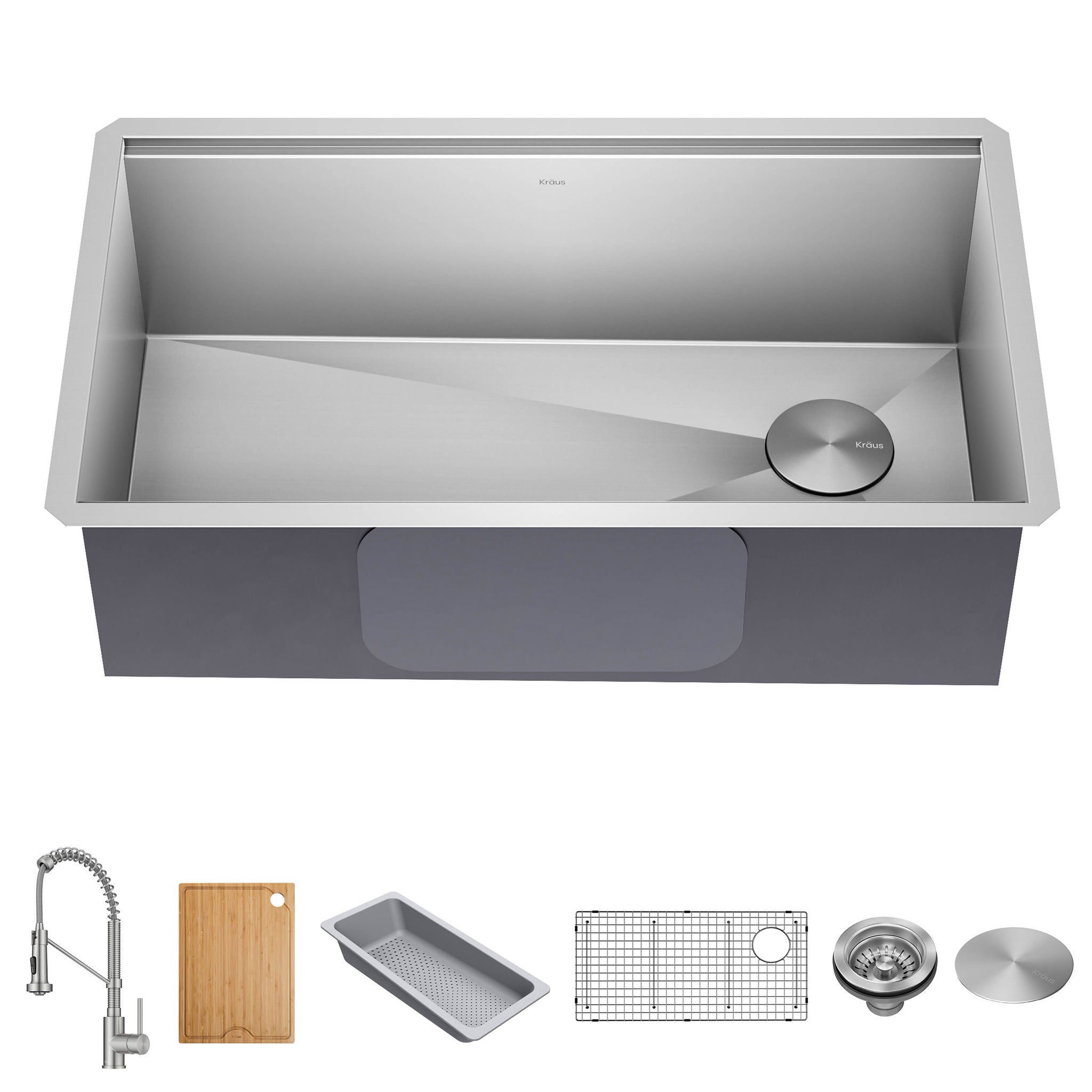 KRAUS Undermount Workstation Kitchen Sink with Pull Down Faucet