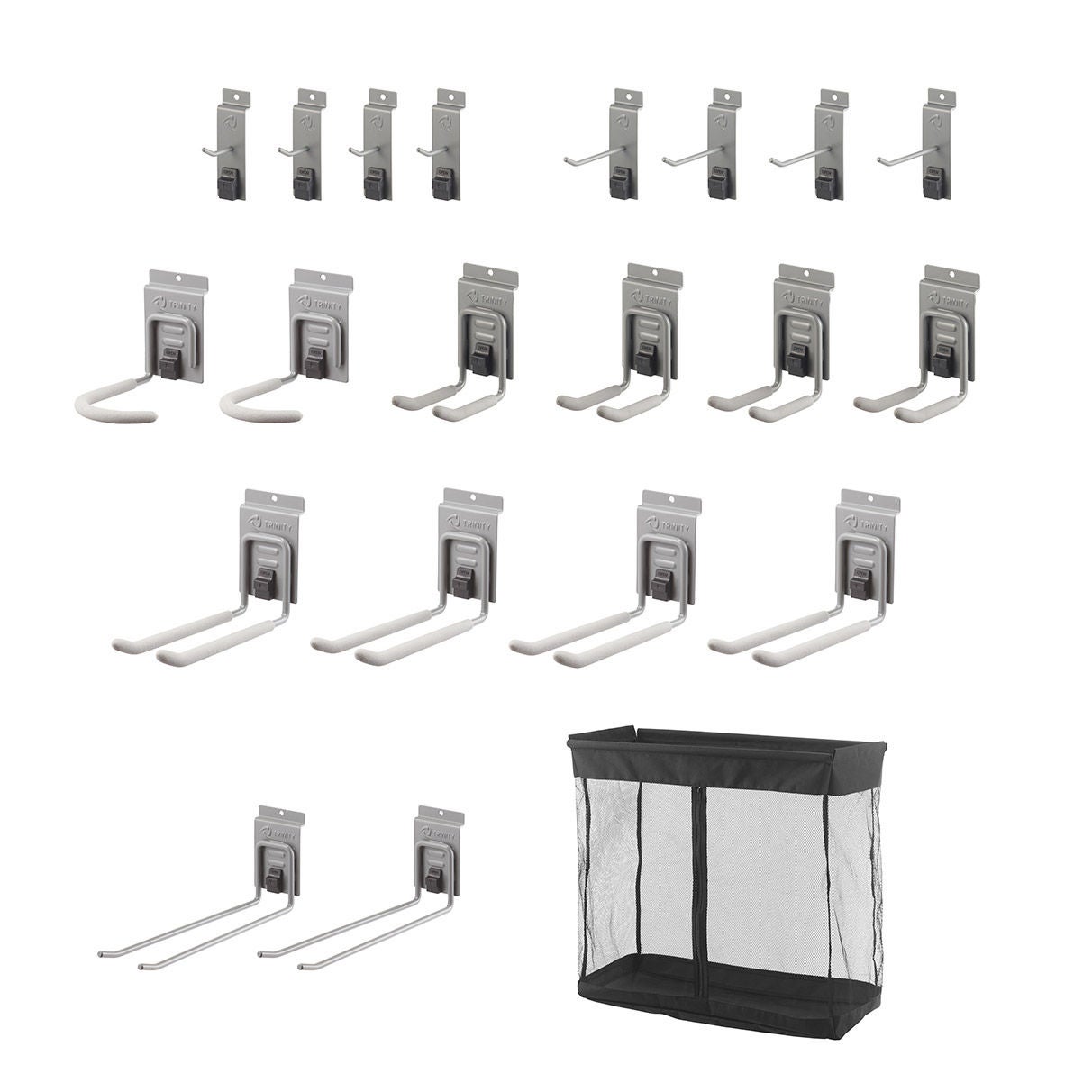 TRINITY 24 Sq Ft Modular Slatwall 19-piece Accessory Set