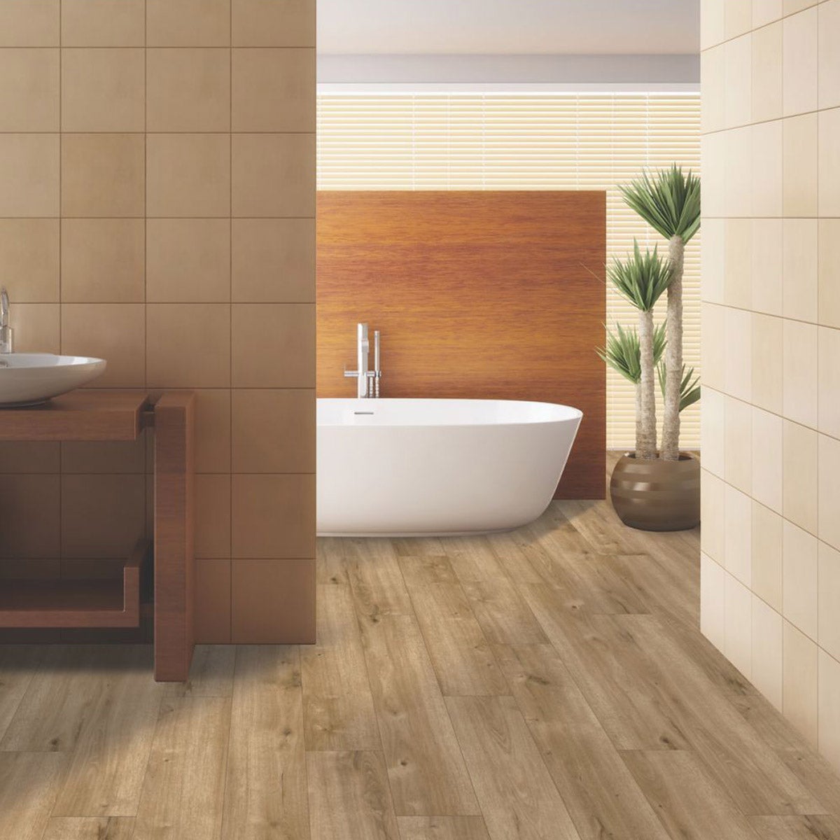 Mohawk Home Sanderling Nest Oak Waterproof Rigid 5mm Thick Luxury Vinyl Plank Flooring + 1mm Attached Pad Included