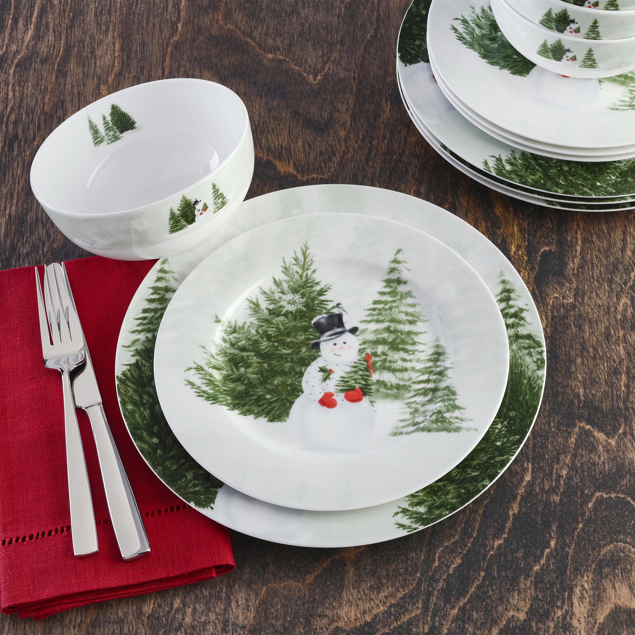 Mikasa Snowman Winter Dinnerware Set, 12-piece