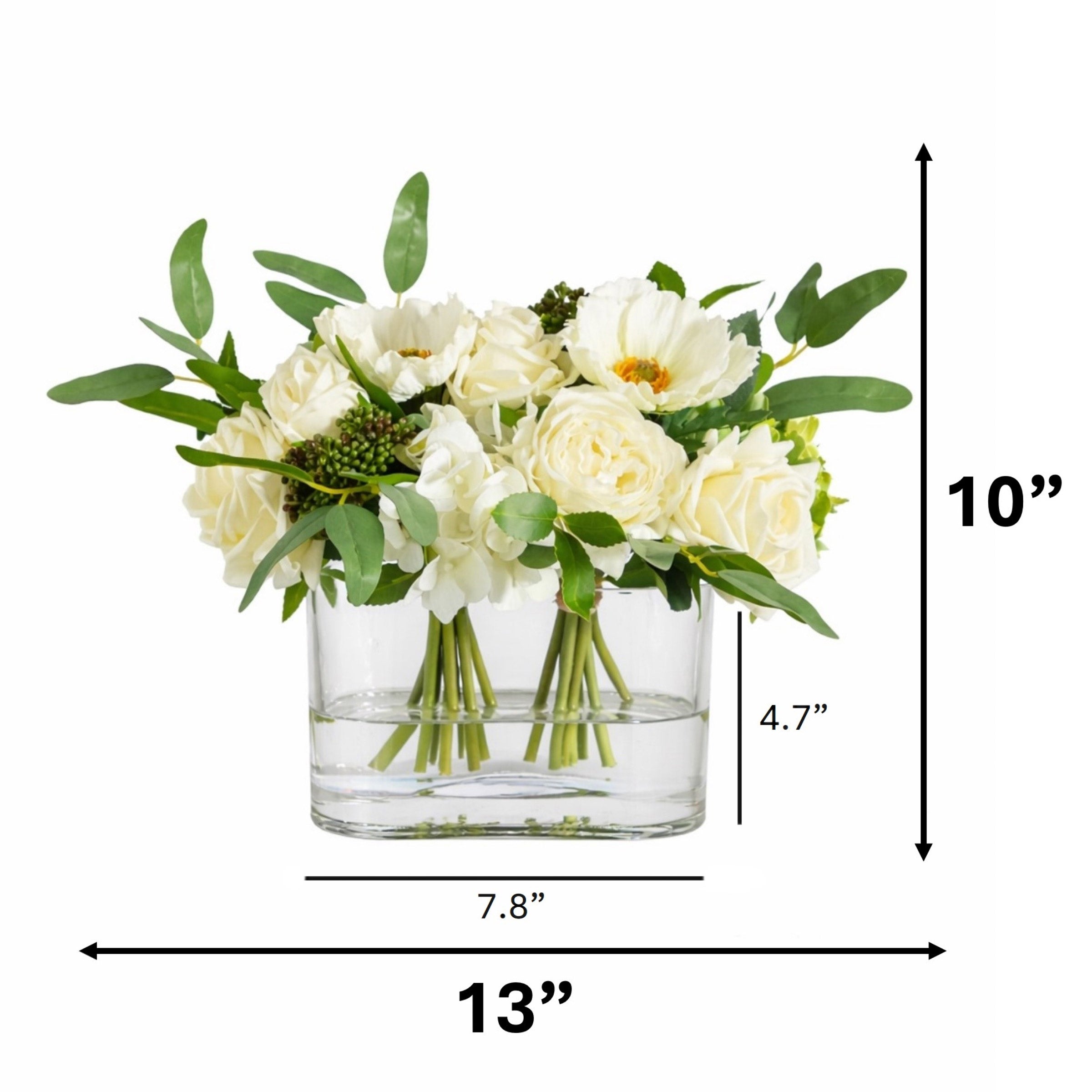 Faux 10” Mixed Rose & Hydrangea Arrangement