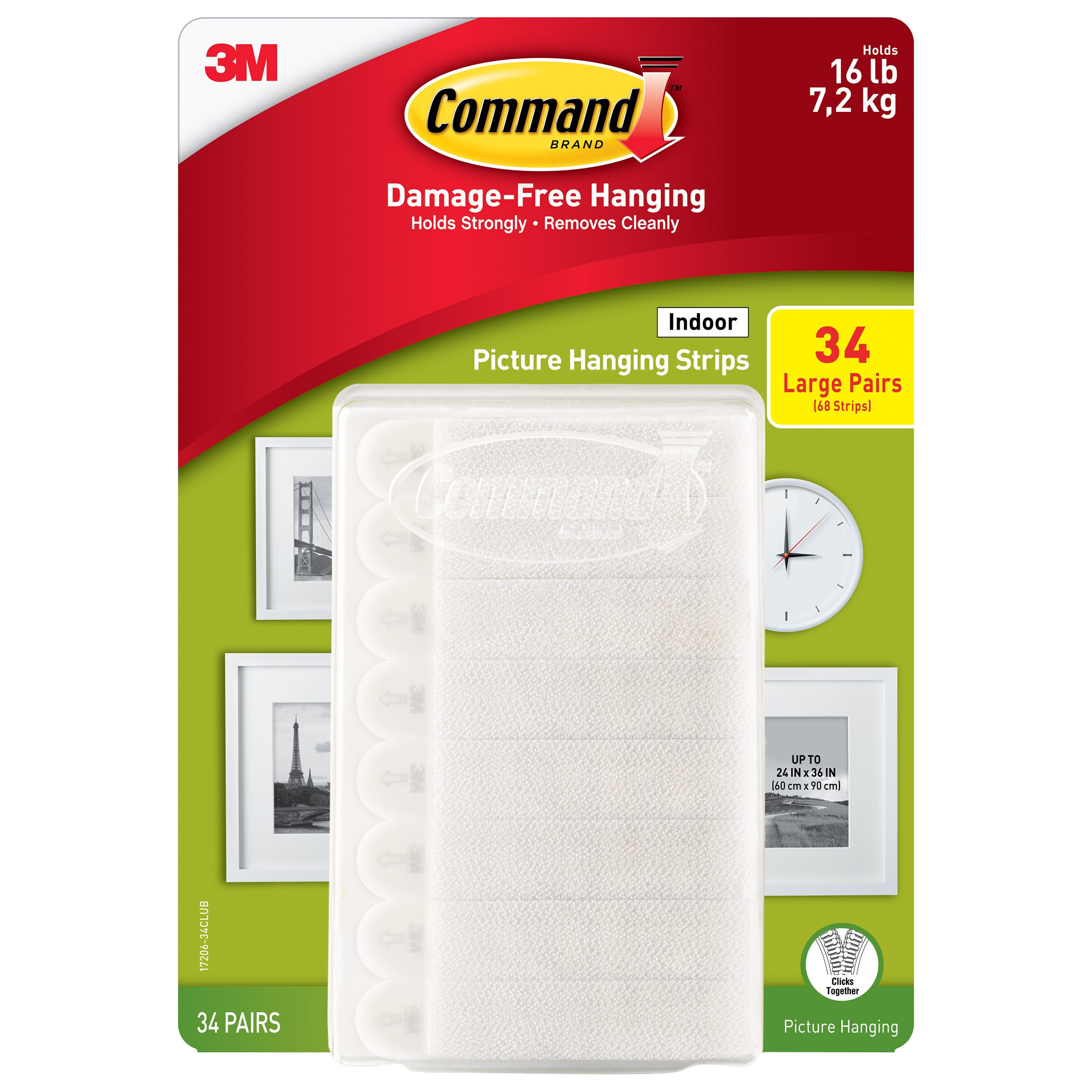 Command Large Picture Hanging Strips, 34 Pairs, 68 Strips