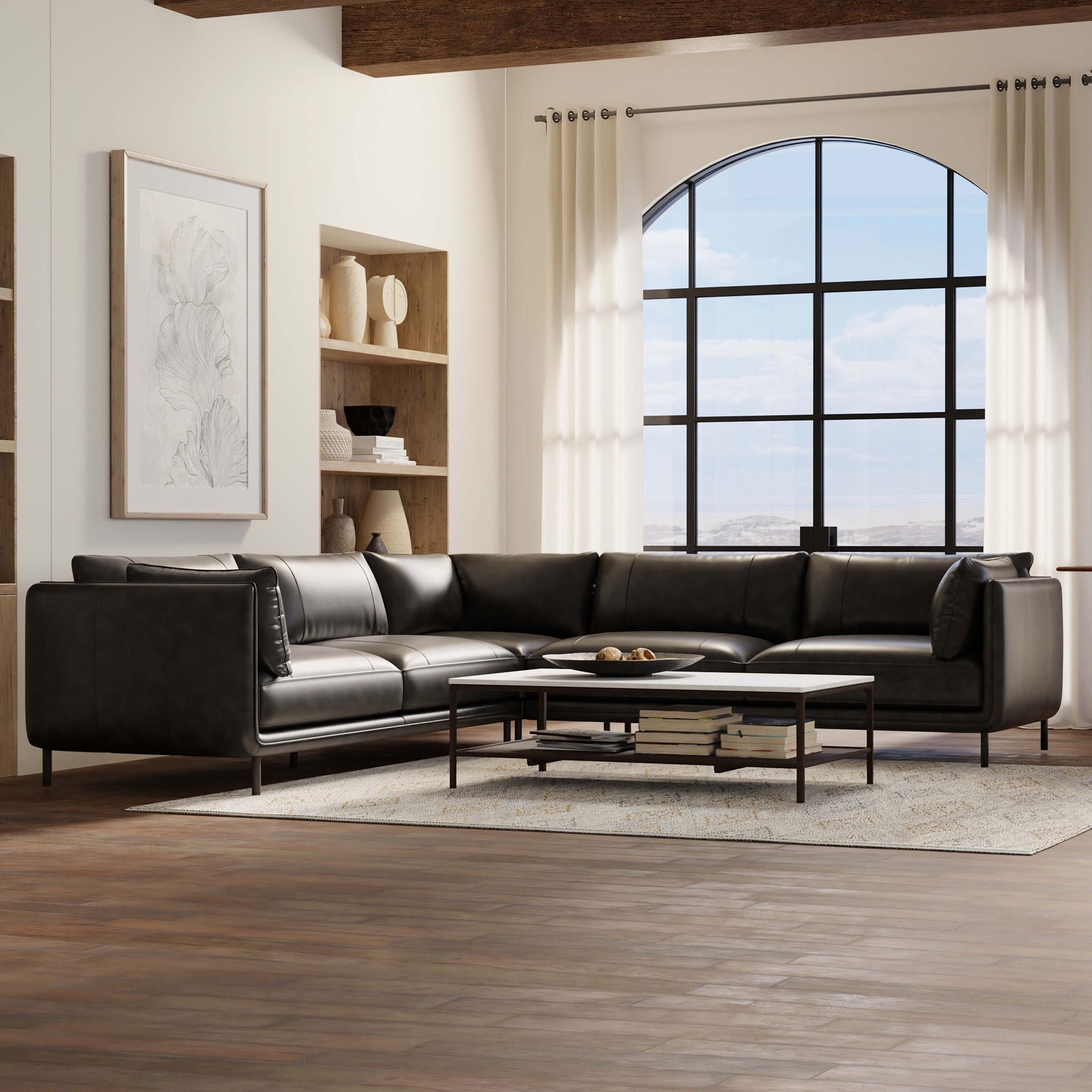 Simone Top Grain Leather Sectional
