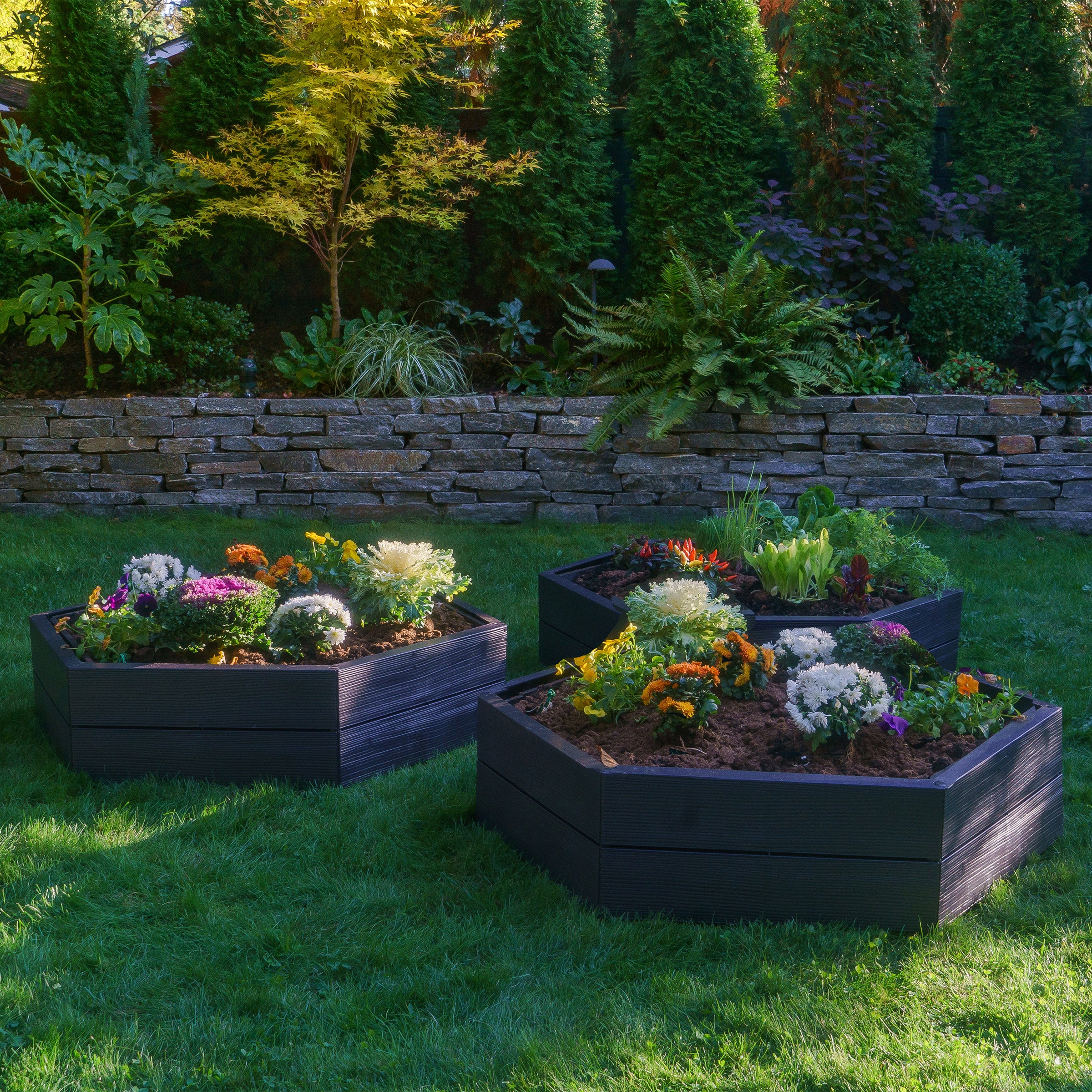 Exaco Triple ERGO Raised Garden Bed & Open Composter Kit