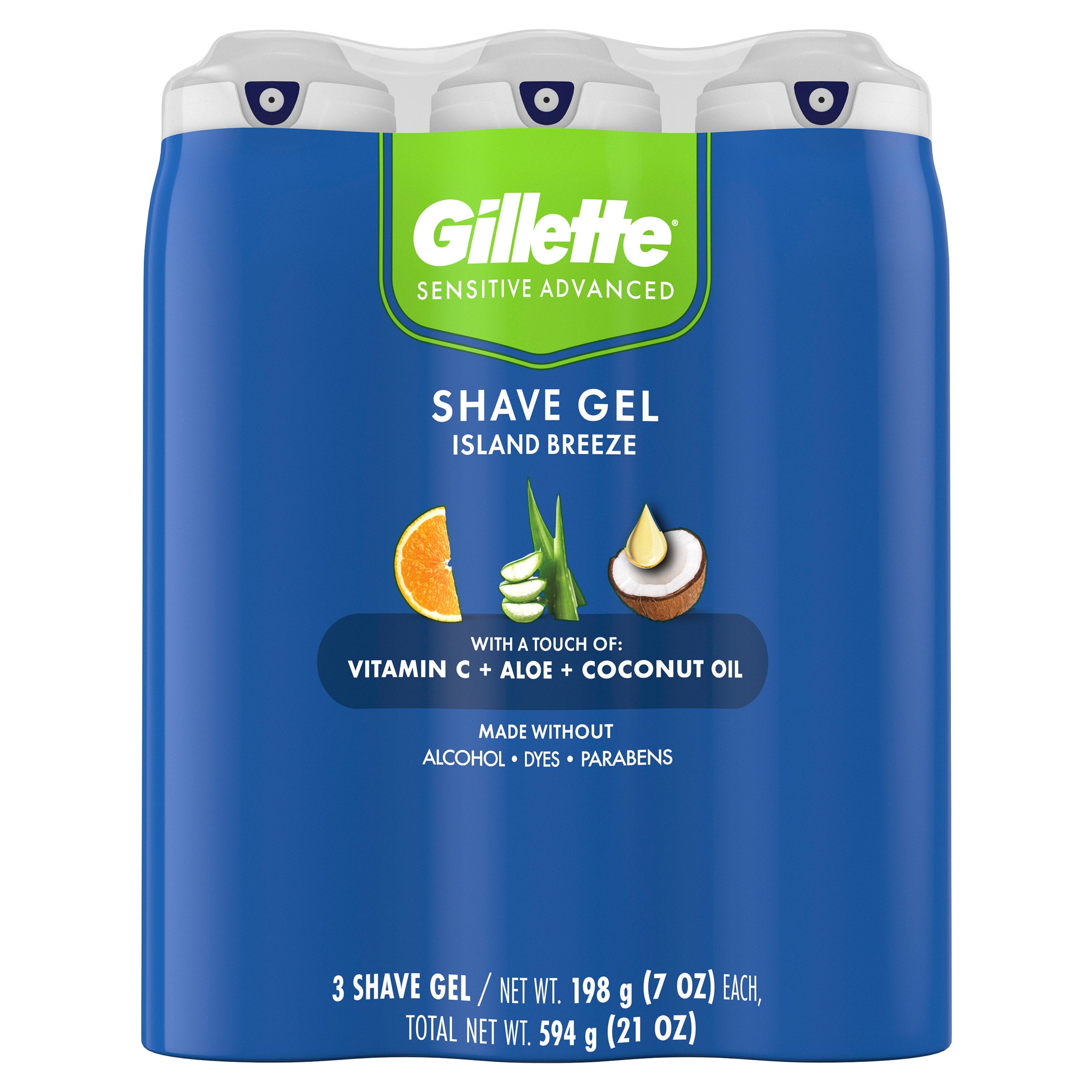 Gillette Island Breeze Shave Gel, 7 oz, 3-count