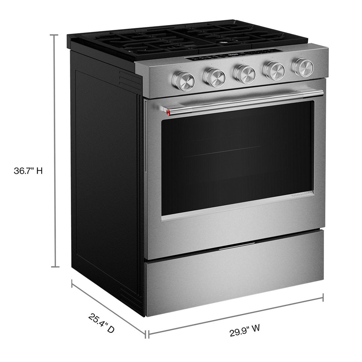 KitchenAid 5.0 cu. ft. Smart Slide-in Gas Range with Convection Cooking Modes