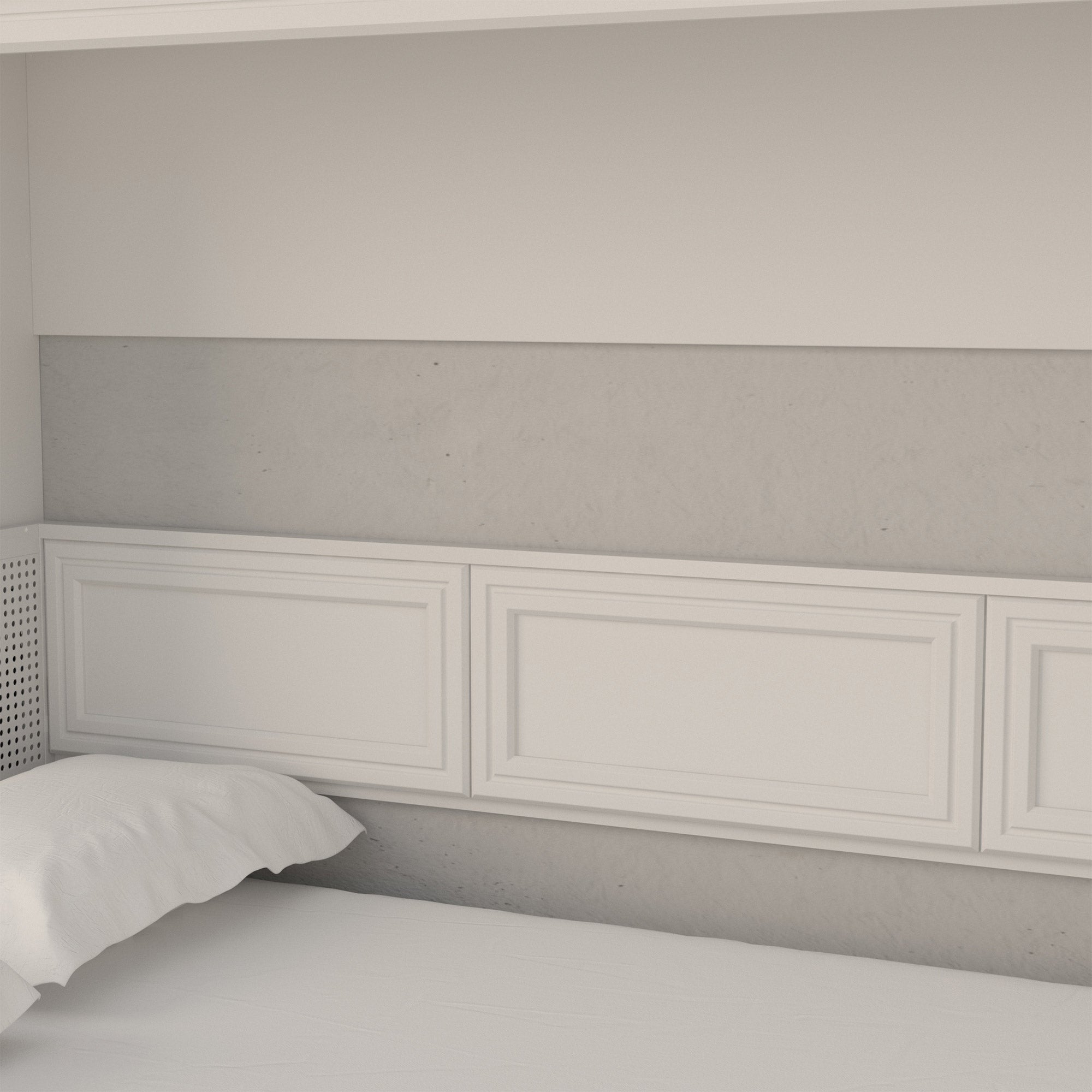 Melbourne Full Wall Bed with Desk Combo in White