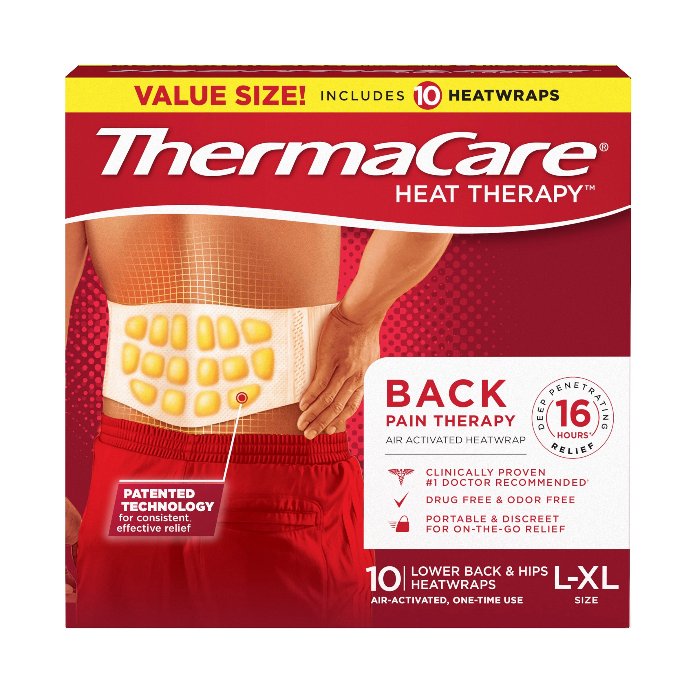 ThermaCare Lower Back & Hips L-XL, 10 HeatWraps