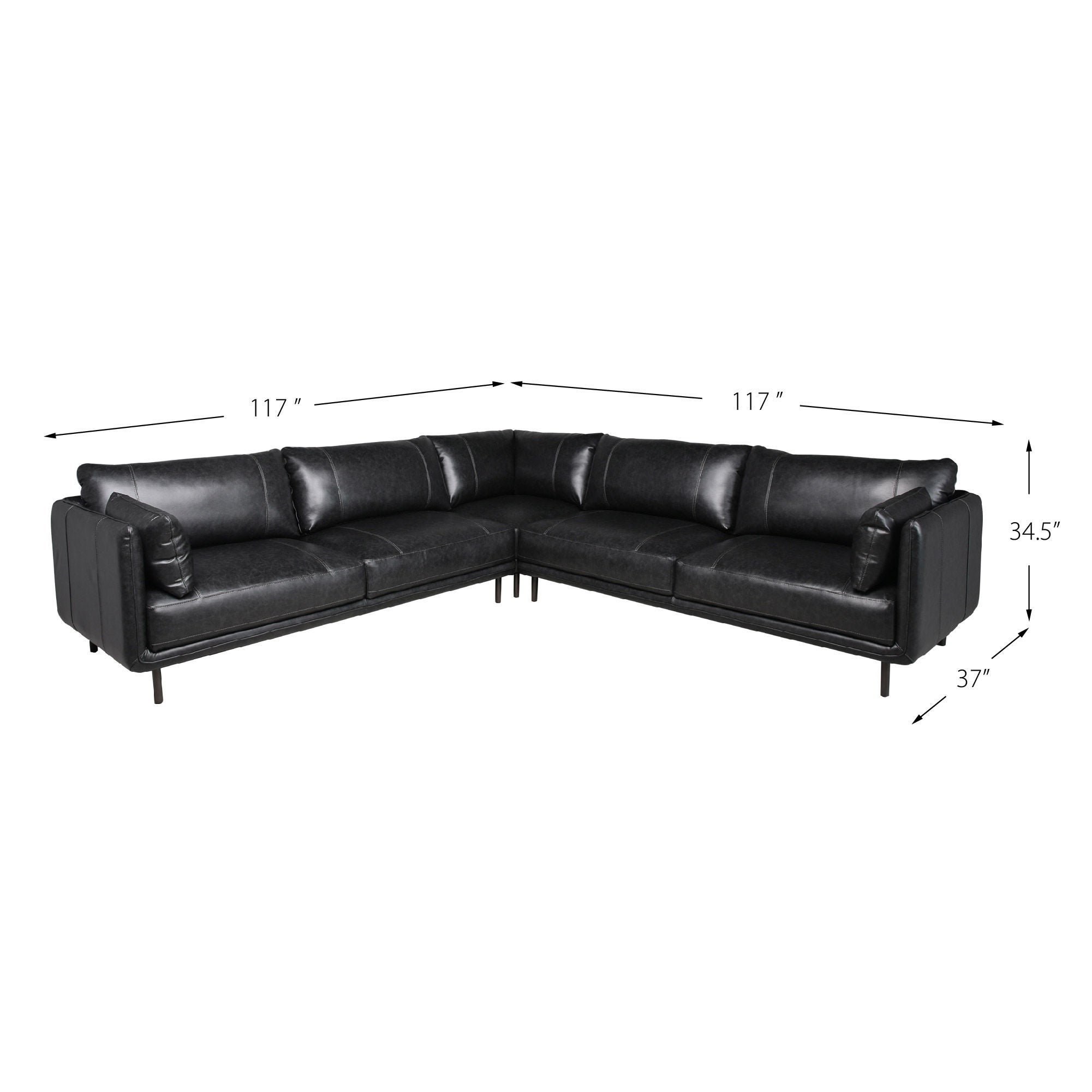 Simone Top Grain Leather Sectional