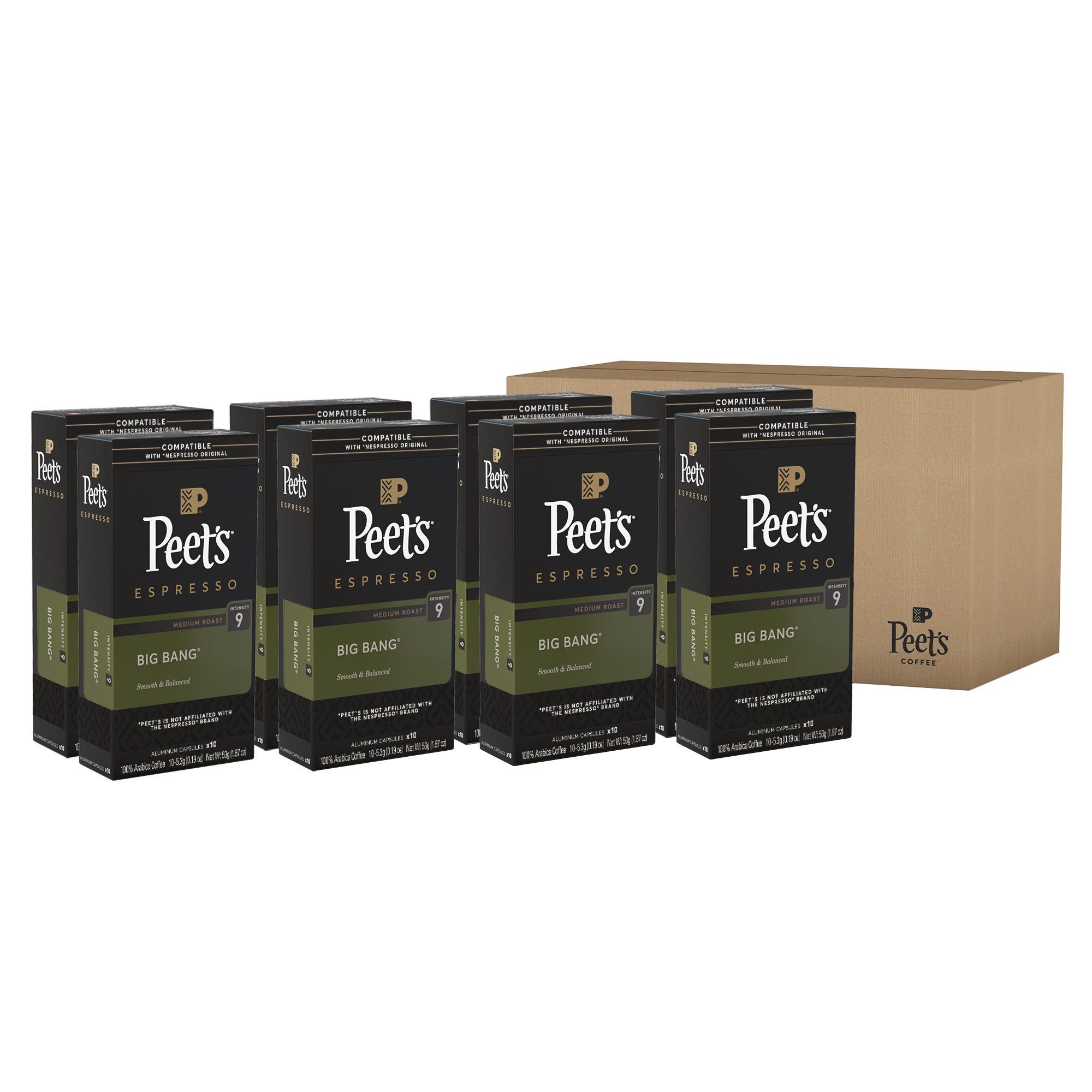 Peet's Coffee Nespresso Compatible Capsules, 80-count, Big Bang
