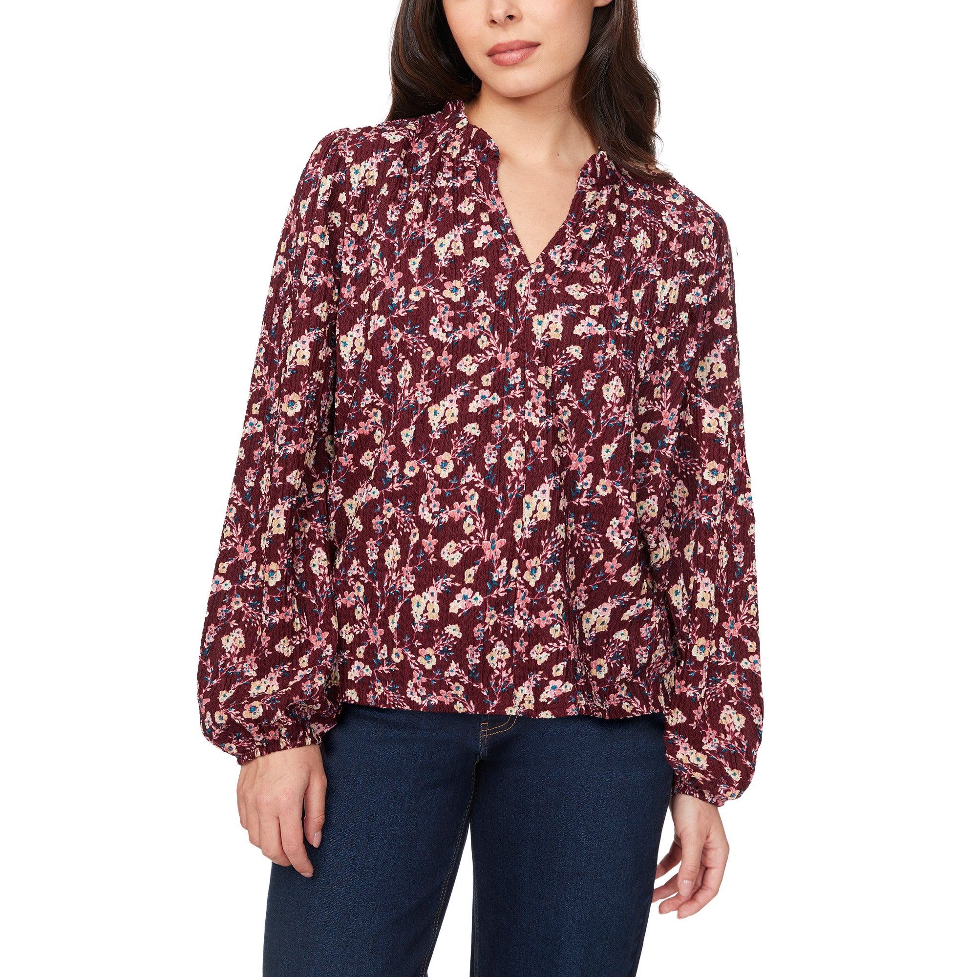 Buffalo Women's Textured Long Sleeve Blouse