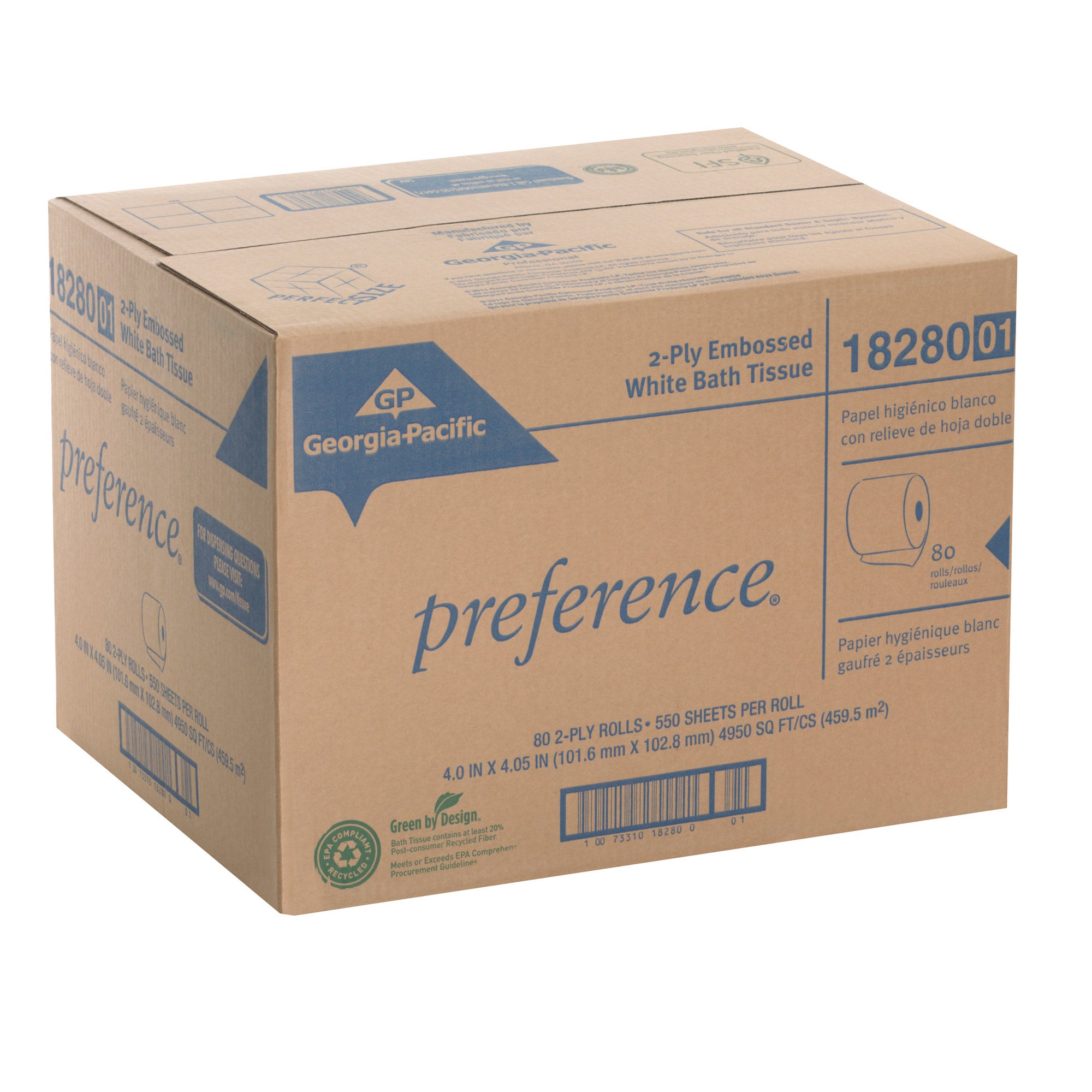 Preference Bath Tissue, 2-Ply, 550 Sheets, 80 Rolls