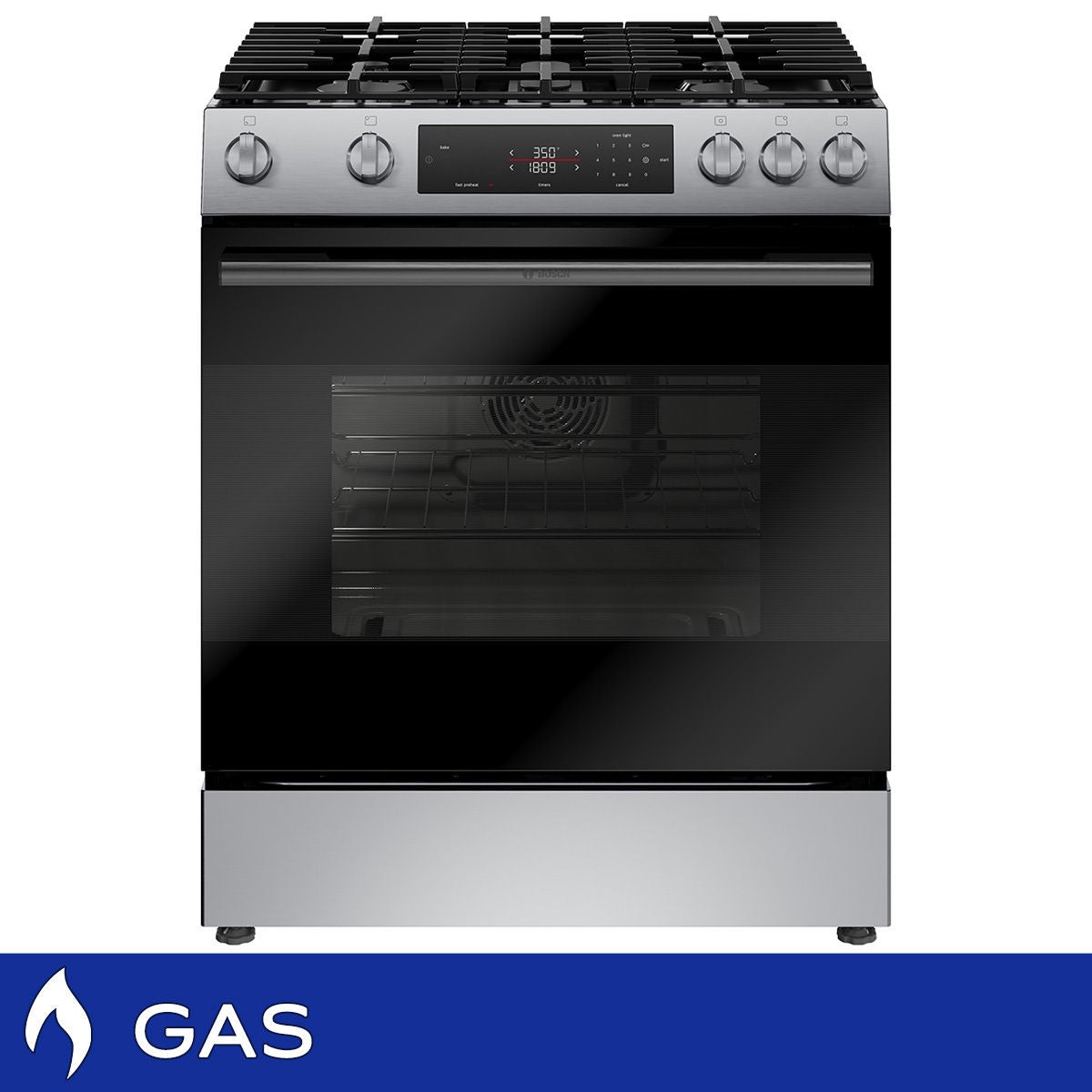Bosch 100 Series 5.8 cu. ft. Gas Slide-in Range with Rapid Pre-Heat and Air Fry