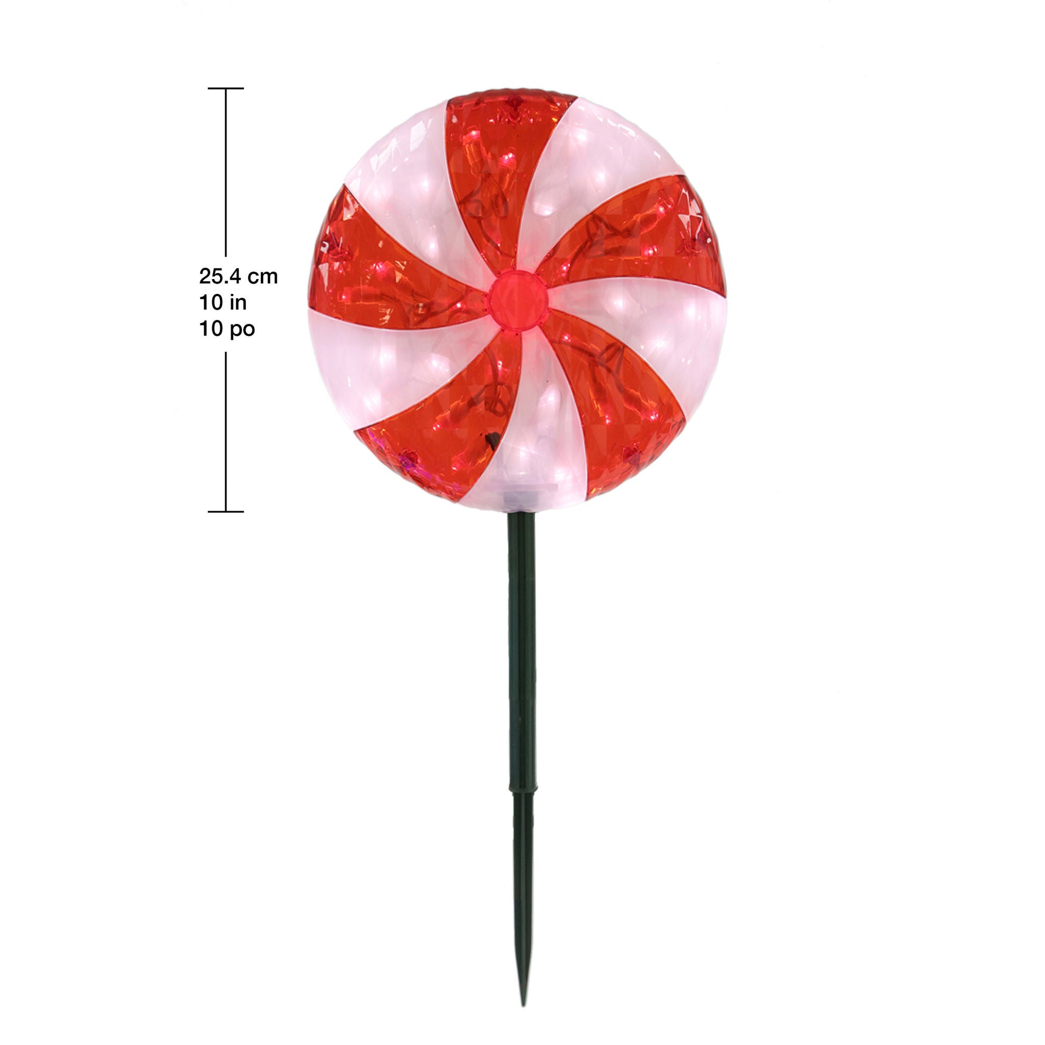 10" Peppermint LED Lawn Stakes, Set of 6