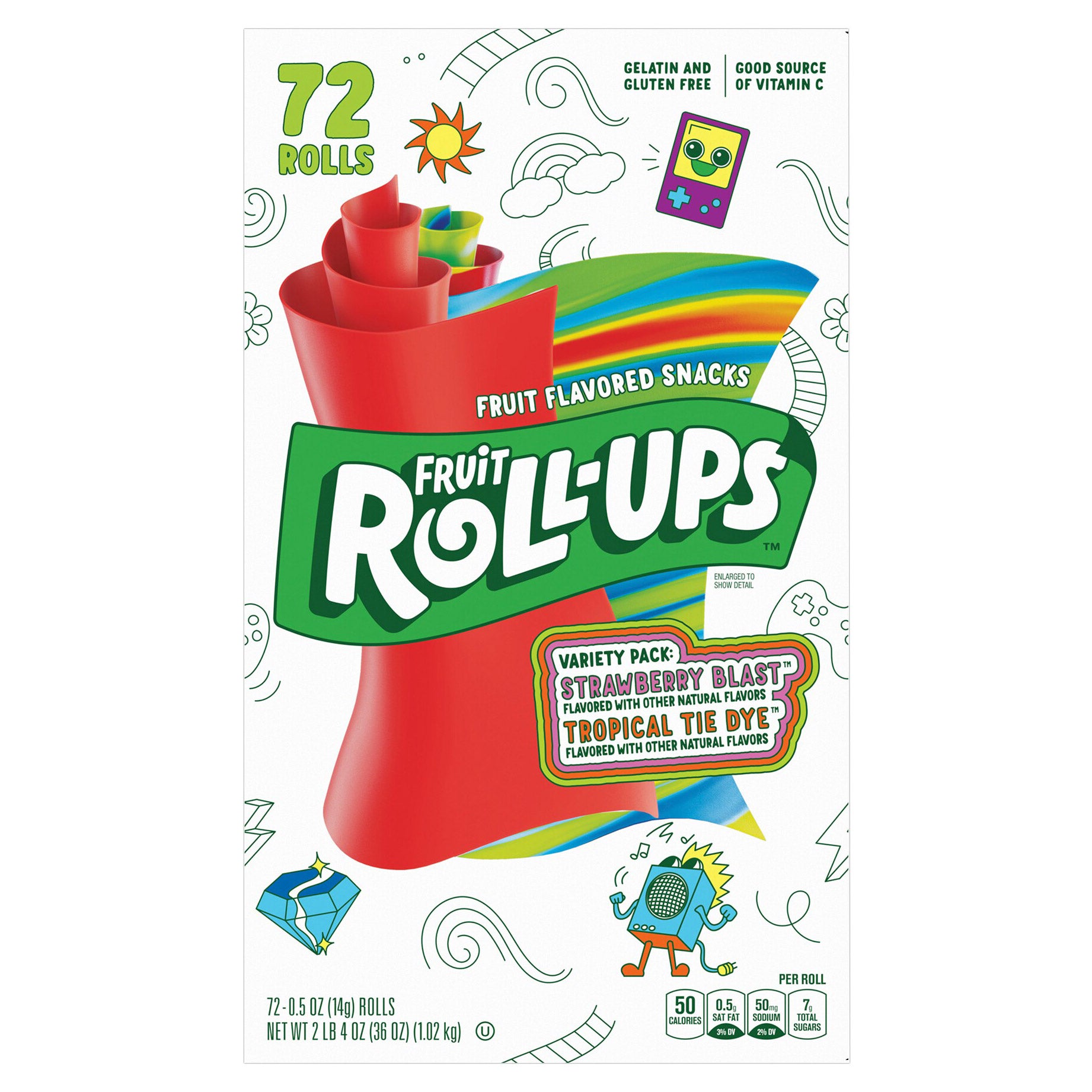 Fruit Roll-Ups, Variety Pack, 72-count