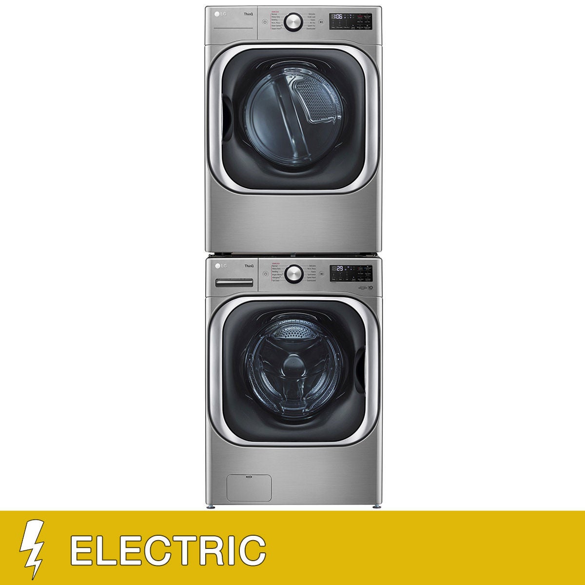 LG 5.2 cu. ft. Mega Capacity Front Load Washer and 9.0 cu. ft. Mega Capacity ELECTRIC Dryer with Built-In Intelligence with Stacking Kit