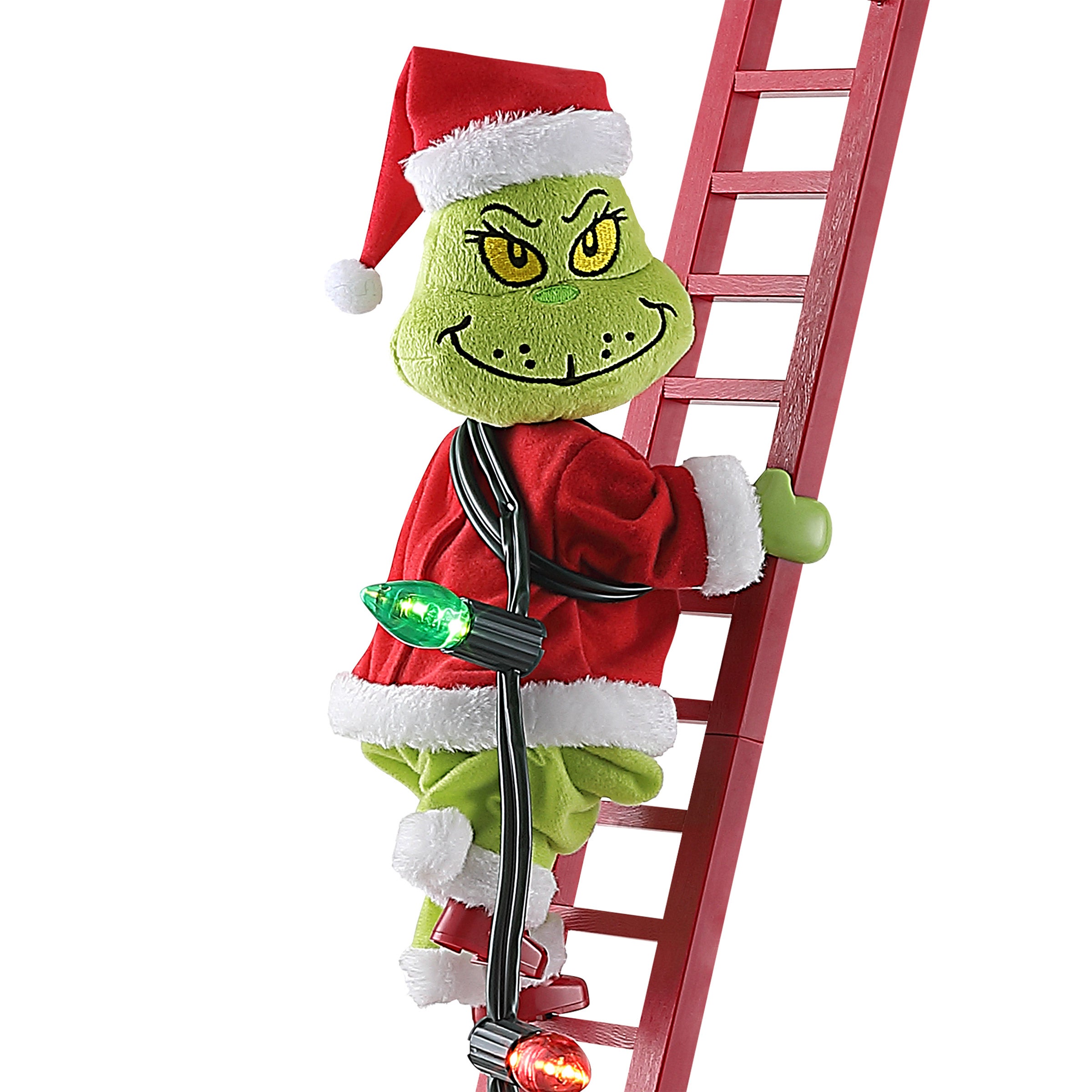 Mr. Christmas 40" Grinch Animated Ladder Climber with LED String Lights