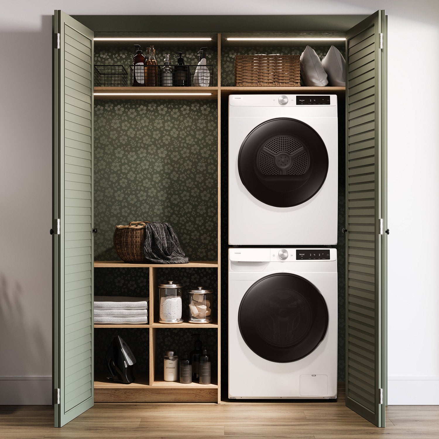 Samsung 2.5 cu. ft. Compact Front Load Washer and 4.0 cu. ft. Heat Pump Dryer with AI Smart Dial and Wi-Fi Connectivity with Stacking Kit