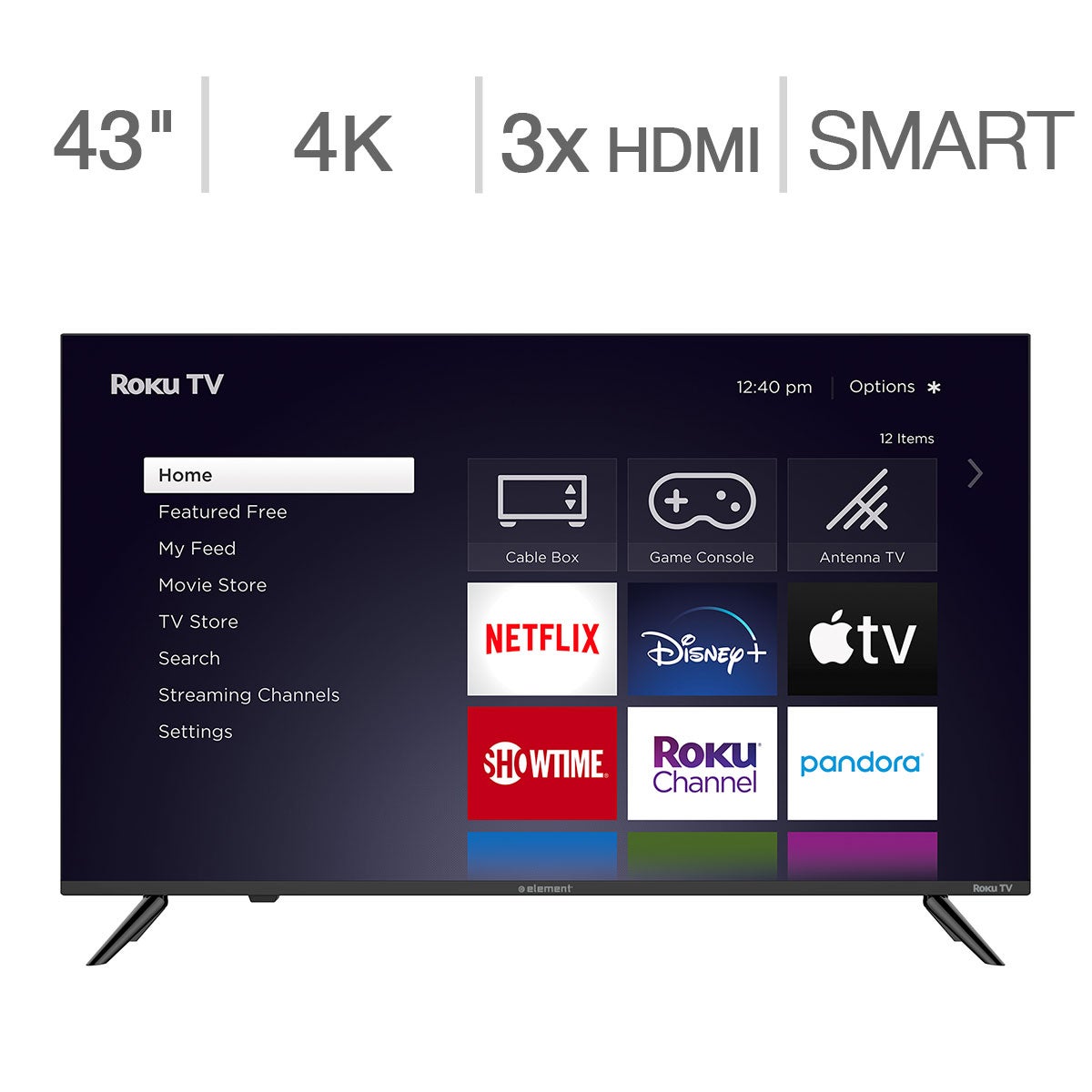 Element 43" Class 4K UHD LED LCD Roku TV