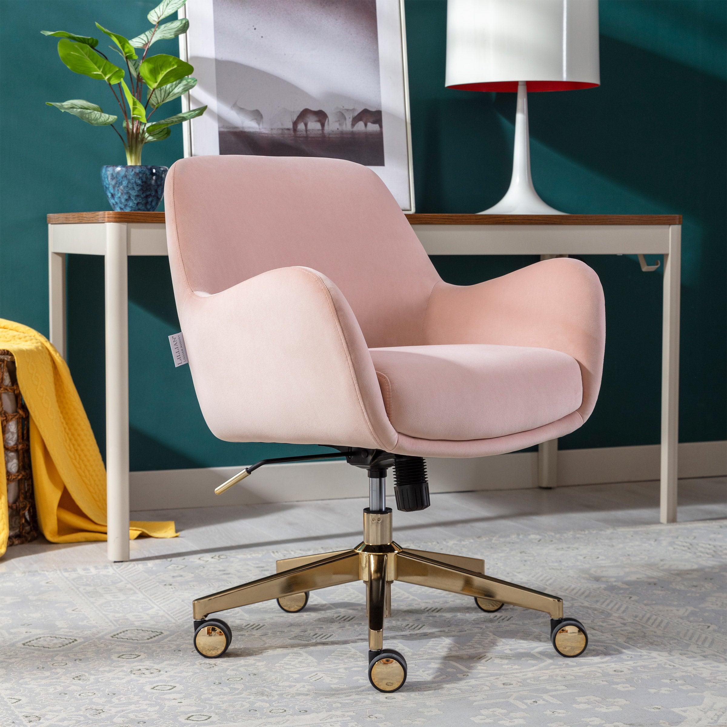 Lillian, LILLIAN AUGUST Elyse Plush Velvet Home Office Chair