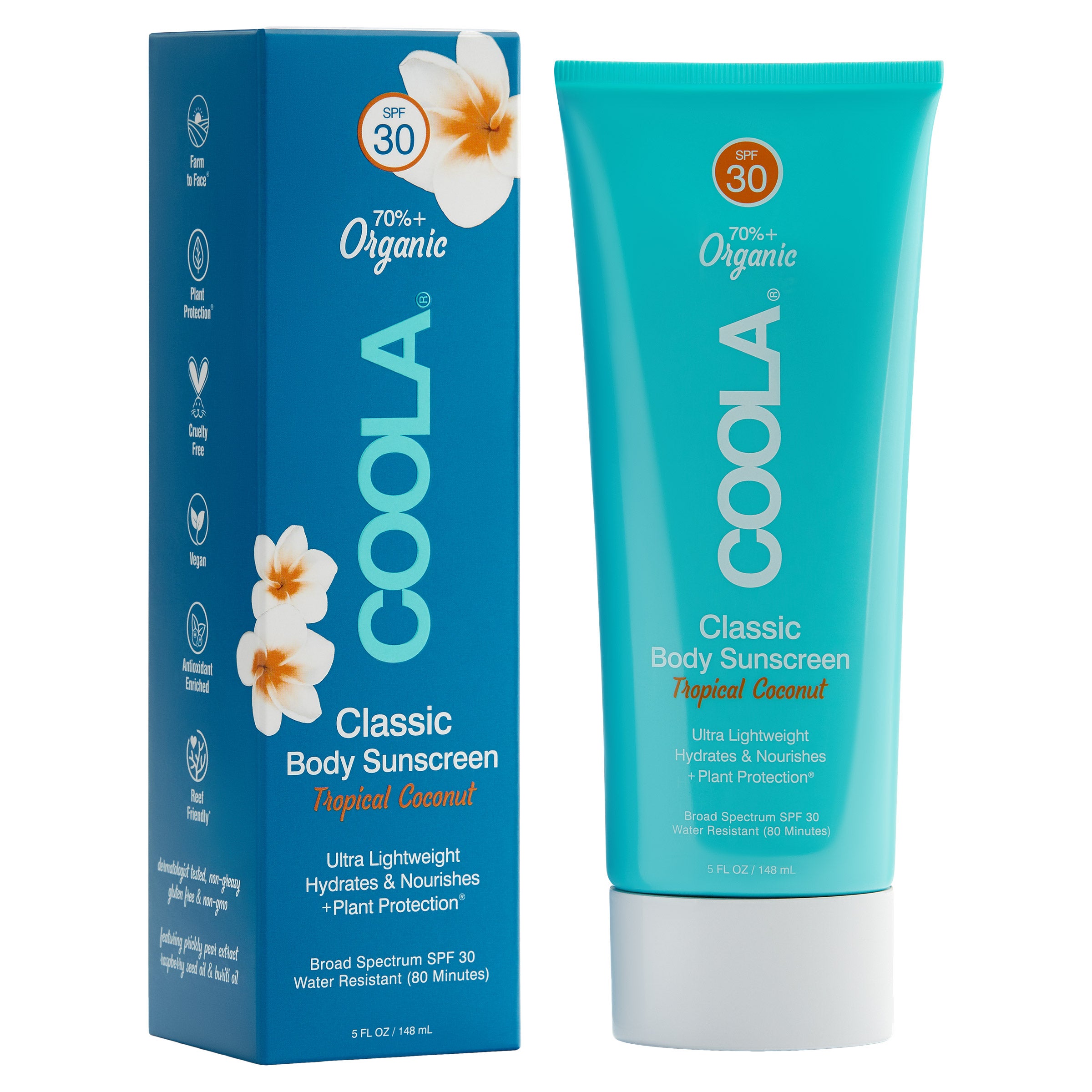 COOLA Classic Body Organic Sunscreen Lotion SPF 30, Tropical Coconut